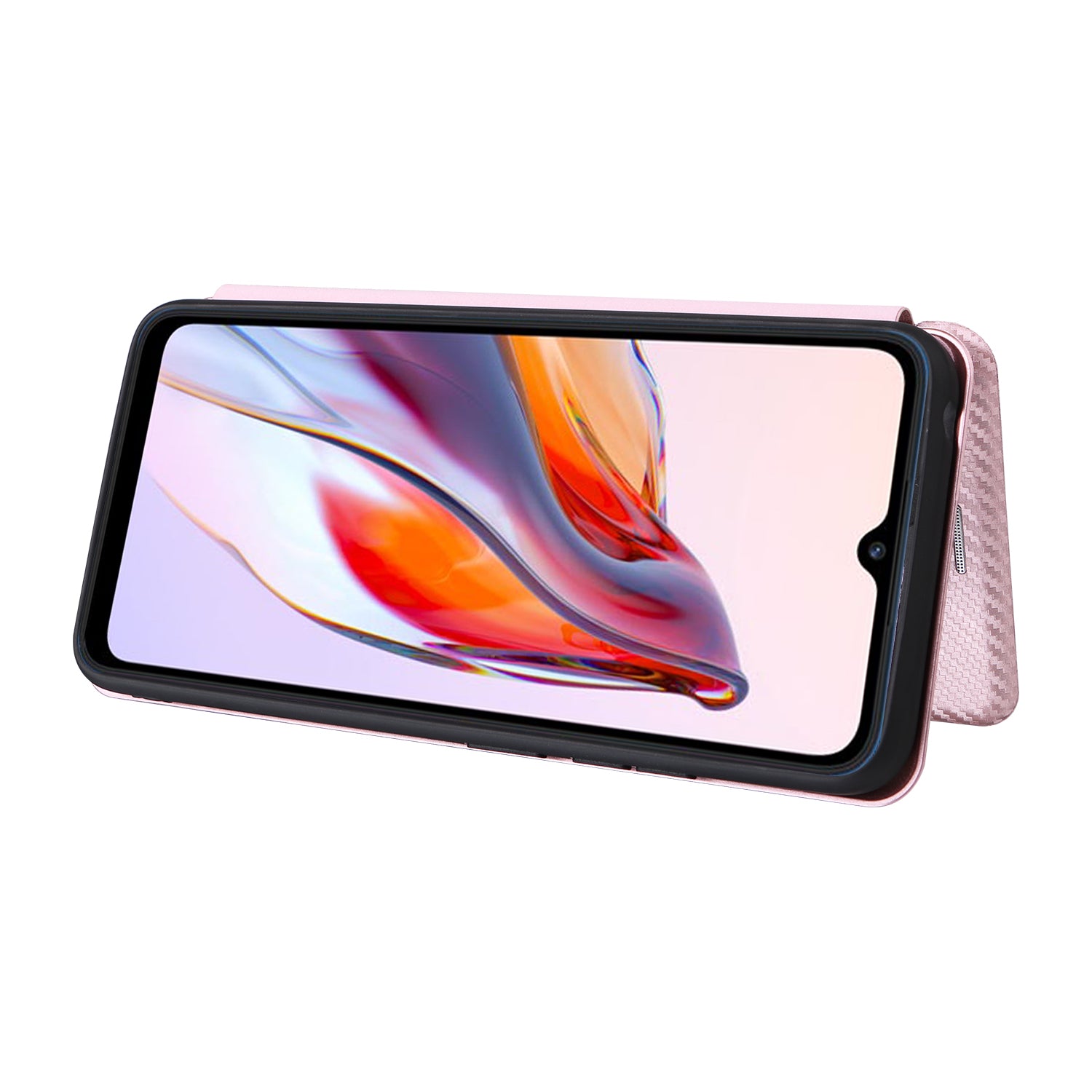 For Xiaomi Redmi 12C 4G Phone Case Card Holder Magnetic Auto-absorbed Carbon Fiber Texture Flip Leather Cover Stand