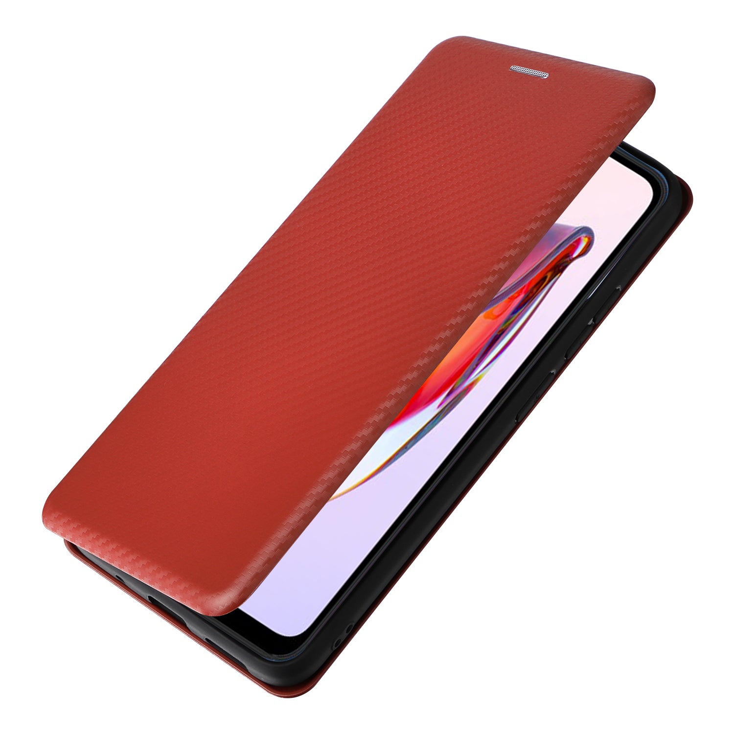 For Xiaomi Redmi 12C 4G Phone Case Card Holder Magnetic Auto-absorbed Carbon Fiber Texture Flip Leather Cover Stand