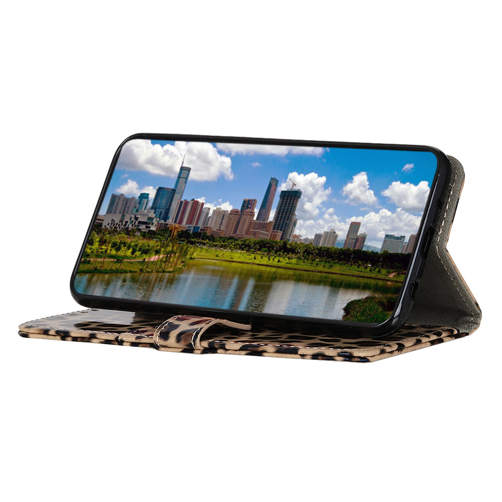 Anti-drop Leather Phone Cover For Xiaomi Redmi 12C 4G/11A 4G Leopard Pattern Mobile Phone Case with Wallet Stand