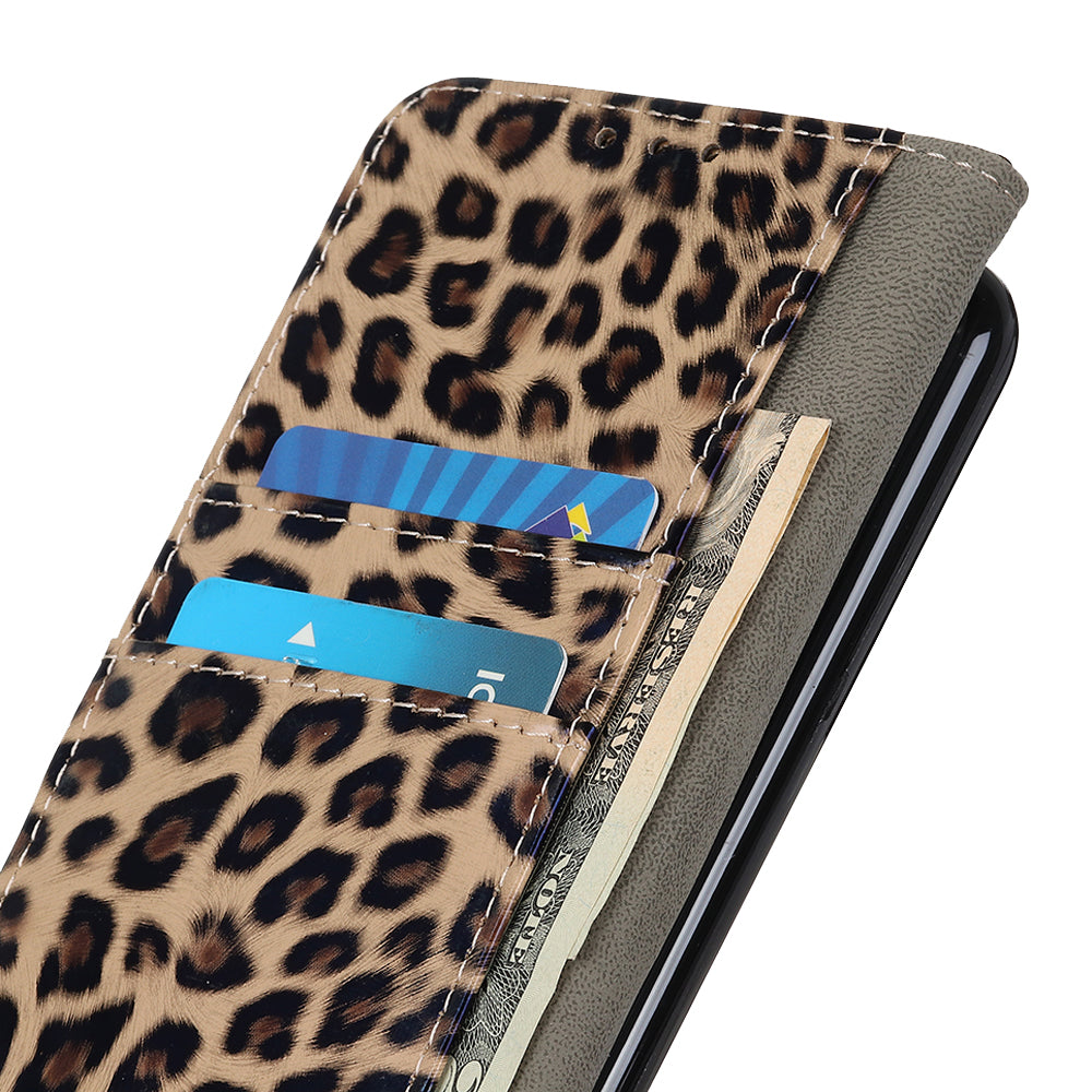 Anti-drop Leather Phone Cover For Xiaomi Redmi 12C 4G/11A 4G Leopard Pattern Mobile Phone Case with Wallet Stand
