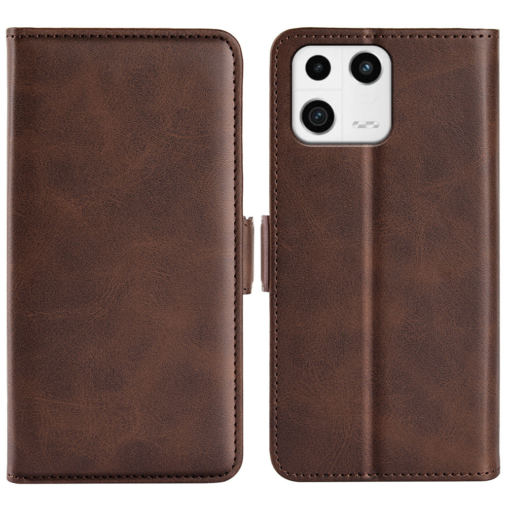 For Xiaomi 13 5G Drop-proof Calf Texture PU Leather Smartphone Case Wallet Stand Cell Phone Cover