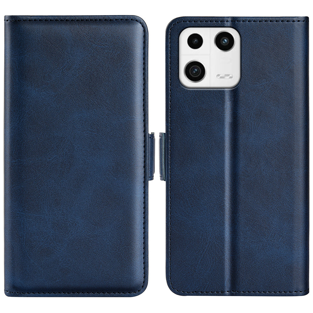 For Xiaomi 13 5G Drop-proof Calf Texture PU Leather Smartphone Case Wallet Stand Cell Phone Cover