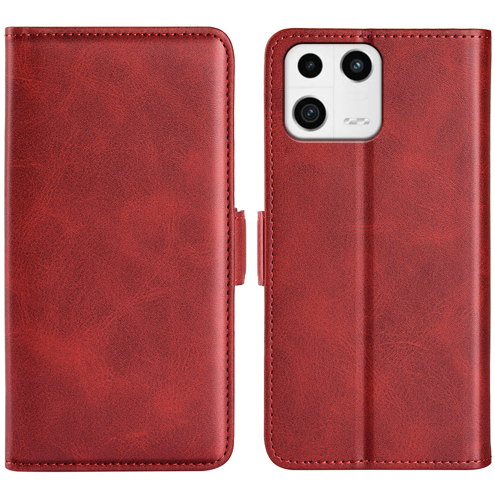 For Xiaomi 13 5G Drop-proof Calf Texture PU Leather Smartphone Case Wallet Stand Cell Phone Cover