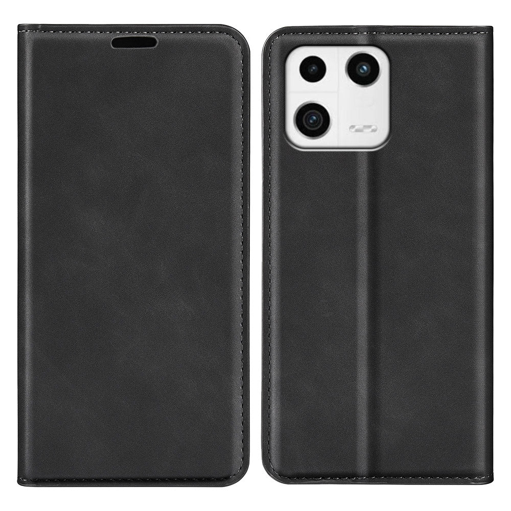 For Xiaomi 13 5G Magnetic Auto-absorbed Cell Phone Cover Stand Wallet Skin-friendly Anti-fall Leather Phone Case