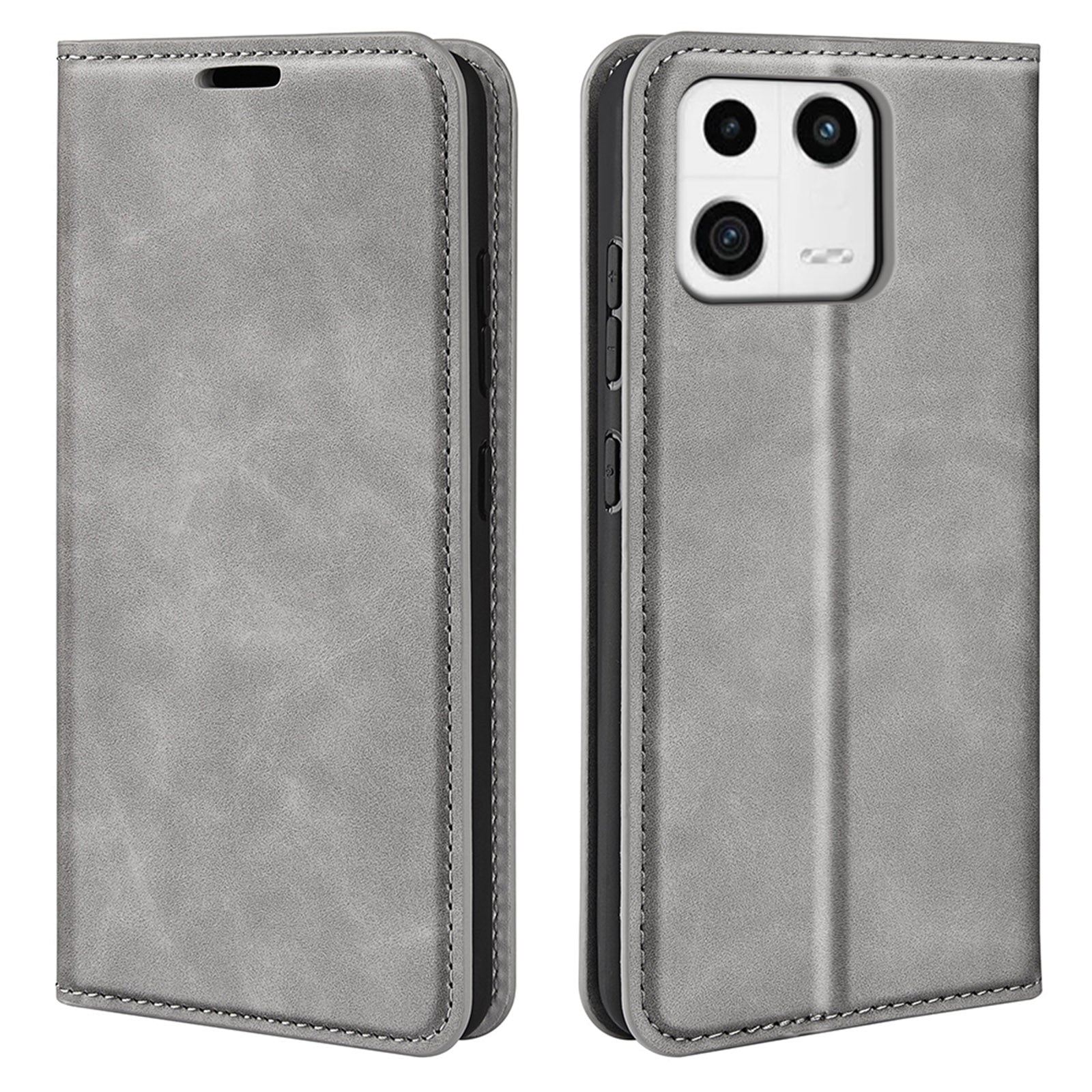For Xiaomi 13 5G Magnetic Auto-absorbed Cell Phone Cover Stand Wallet Skin-friendly Anti-fall Leather Phone Case