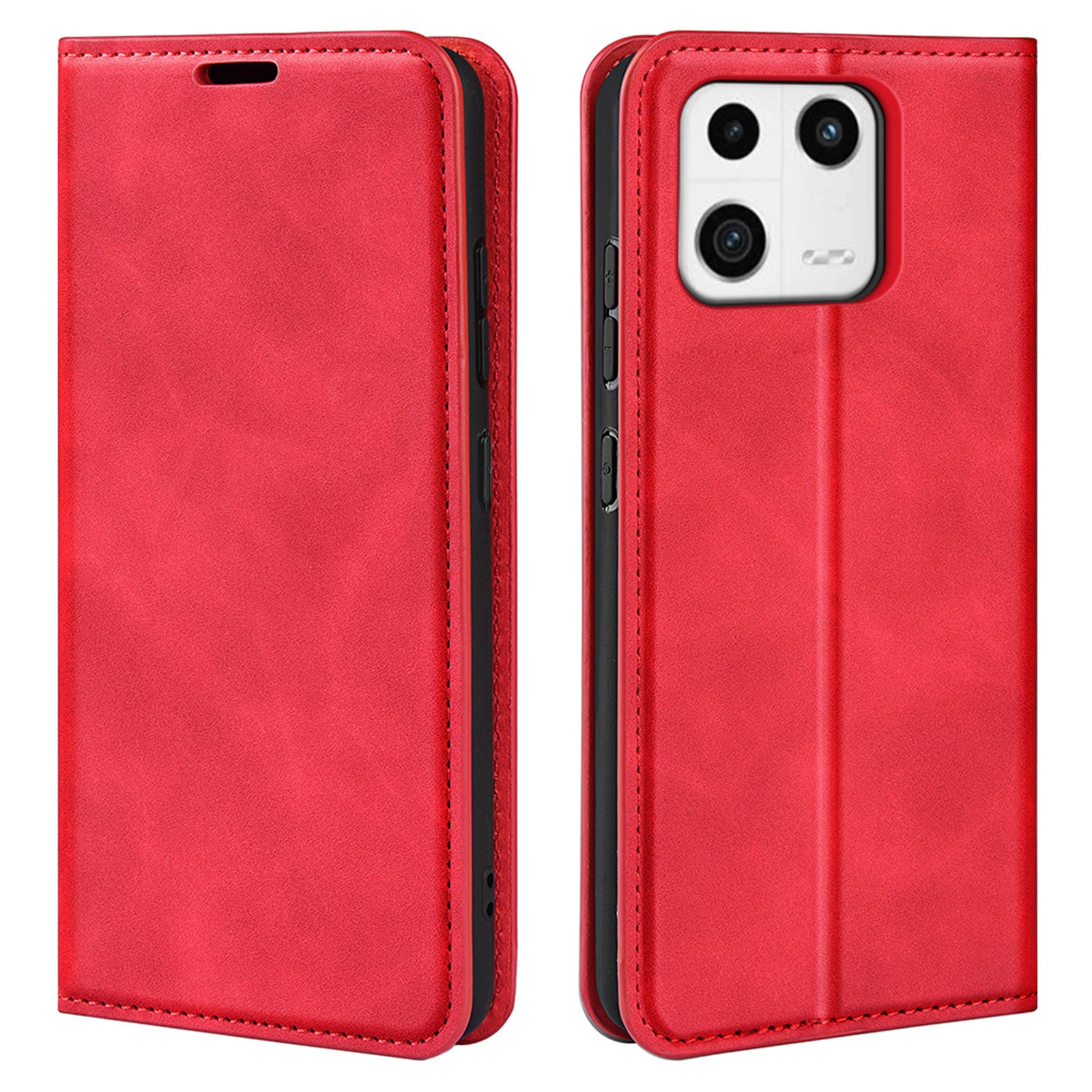 For Xiaomi 13 5G Magnetic Auto-absorbed Cell Phone Cover Stand Wallet Skin-friendly Anti-fall Leather Phone Case