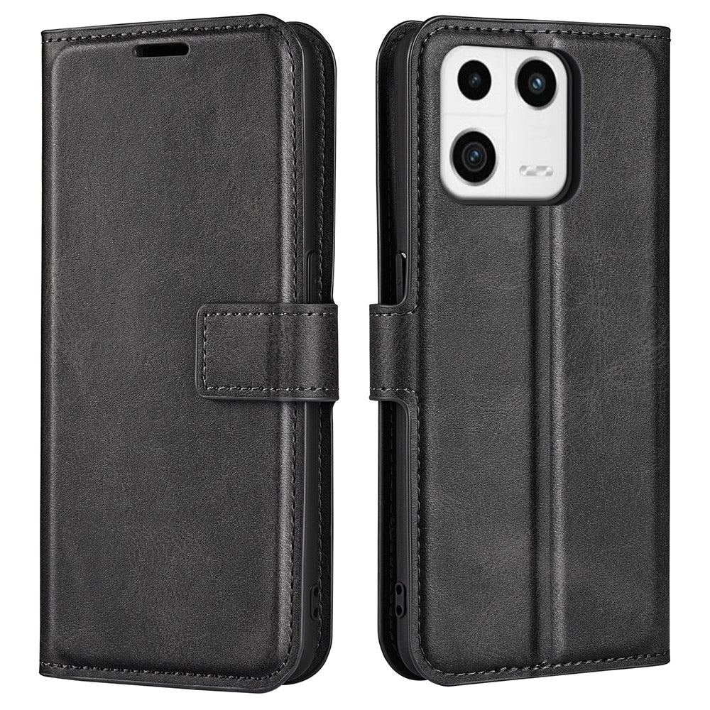 PU Leather Mobile Phone Case For Xiaomi 13 5G Stand Wallet Calf Texture Full Protection Flip Phone Cover