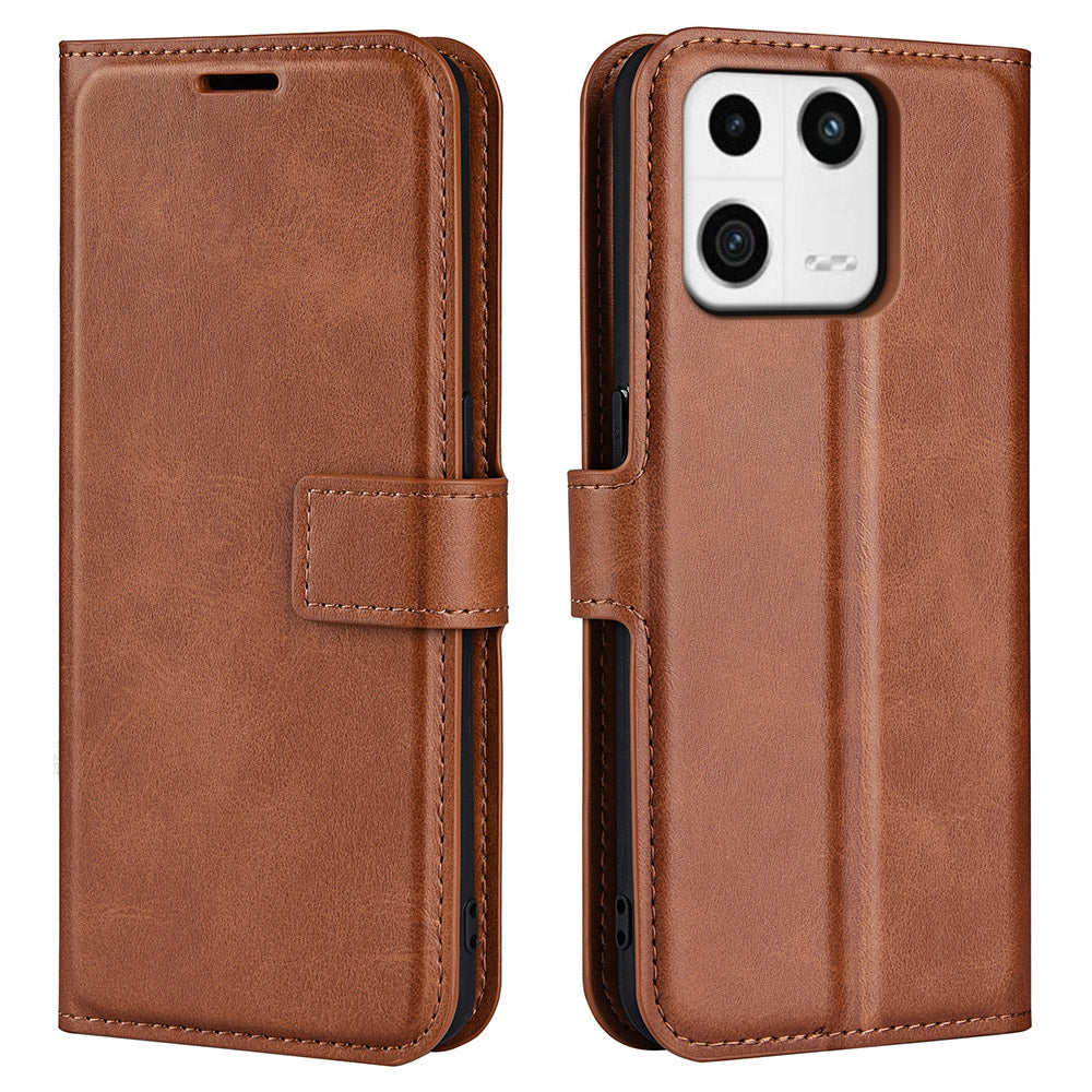 PU Leather Mobile Phone Case For Xiaomi 13 5G Stand Wallet Calf Texture Full Protection Flip Phone Cover