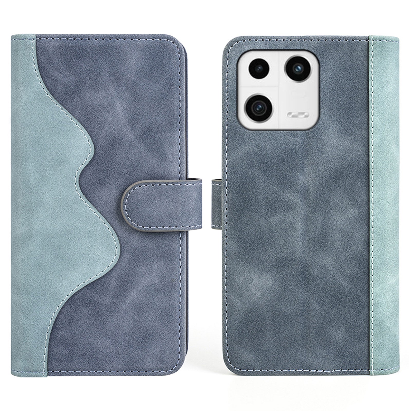 Protective Phone Case For Xiaomi 13 5G Dual Color Splicing Flip Leather Wallet Stand Phone Cover