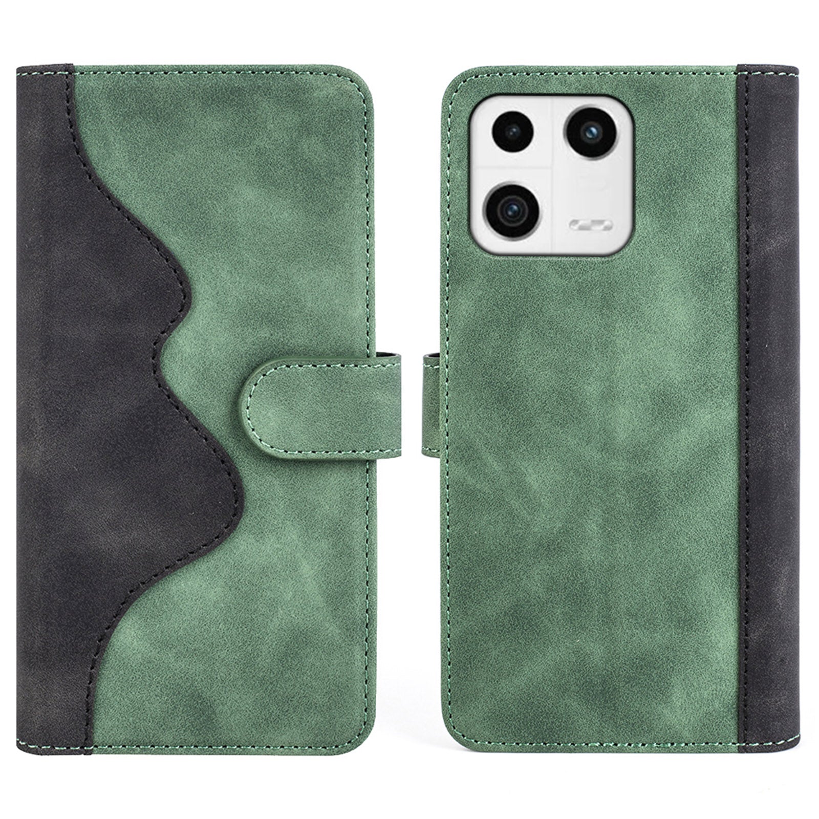 Protective Phone Case For Xiaomi 13 5G Dual Color Splicing Flip Leather Wallet Stand Phone Cover