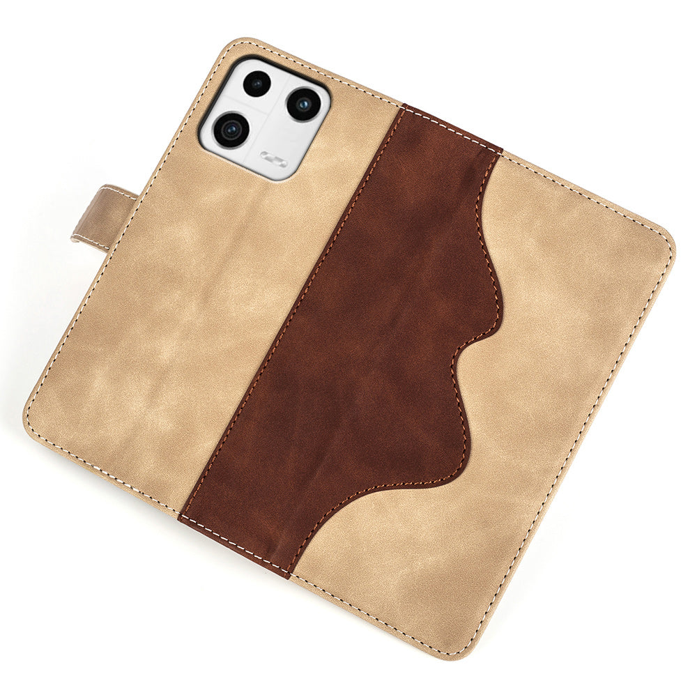 Protective Phone Case For Xiaomi 13 5G Dual Color Splicing Flip Leather Wallet Stand Phone Cover