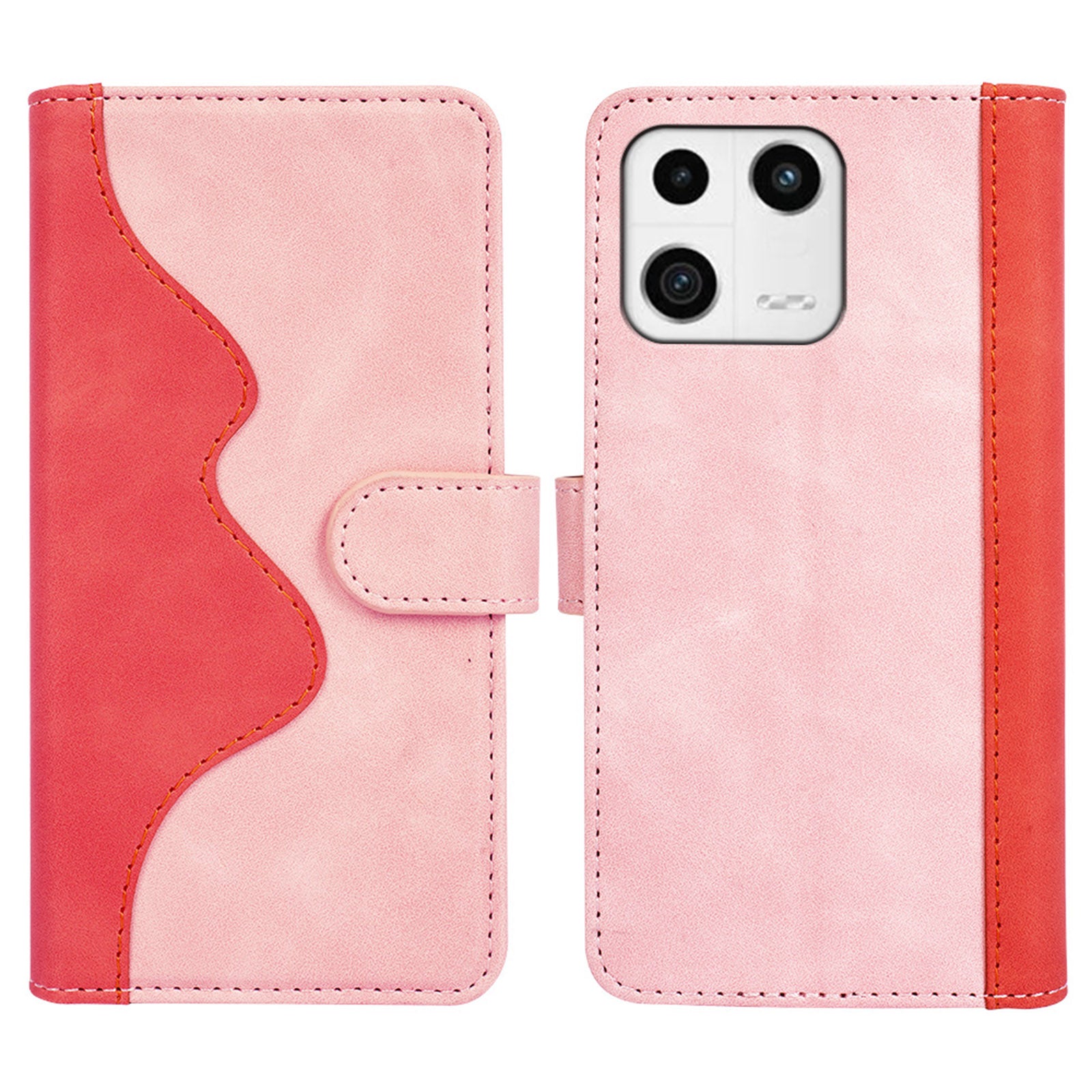 Protective Phone Case For Xiaomi 13 5G Dual Color Splicing Flip Leather Wallet Stand Phone Cover