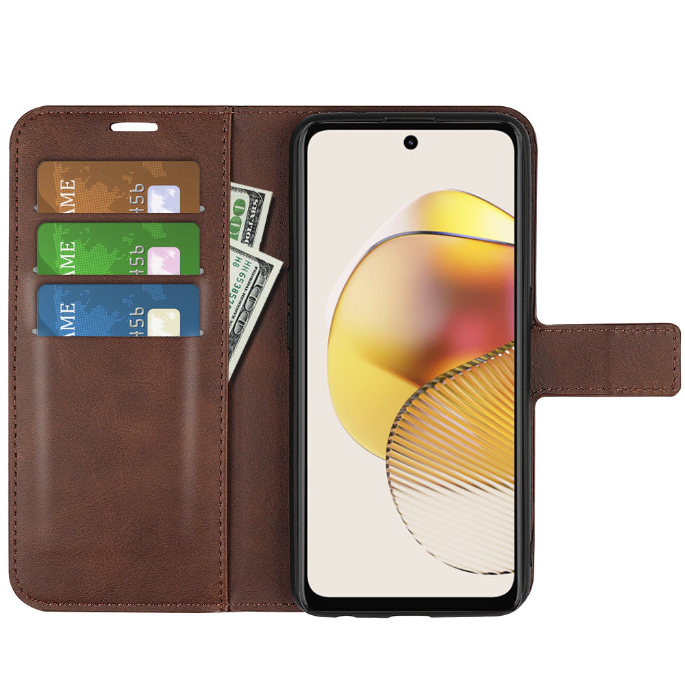 For Motorola Moto G73 5G PU Leather Phone Case Stand Wallet Calf Texture Drop-proof Flip Phone Cover