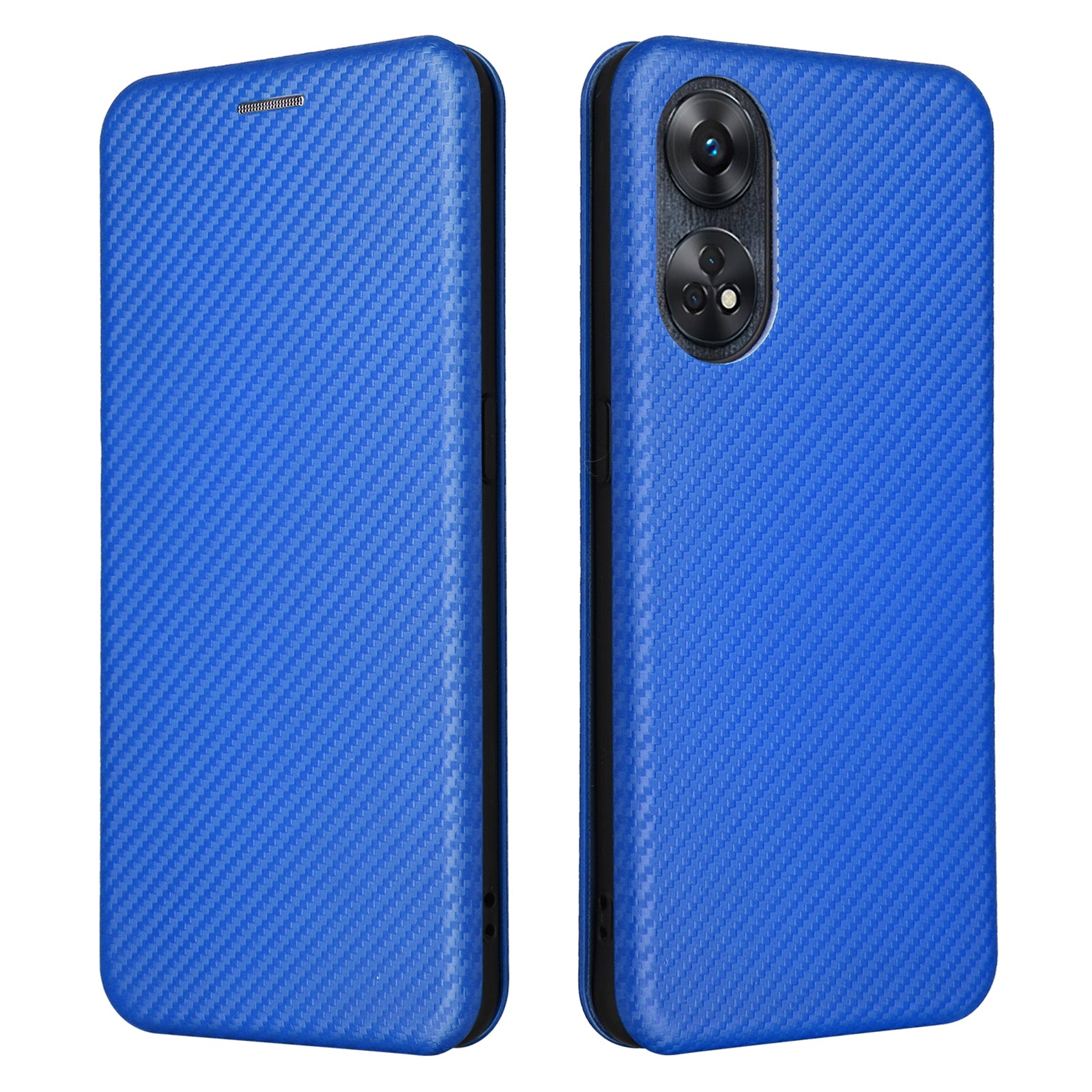 For Oppo Reno8 T 4G Shockproof Phone Case Card Holder Carbon Fiber Texture Leather Cover Stand