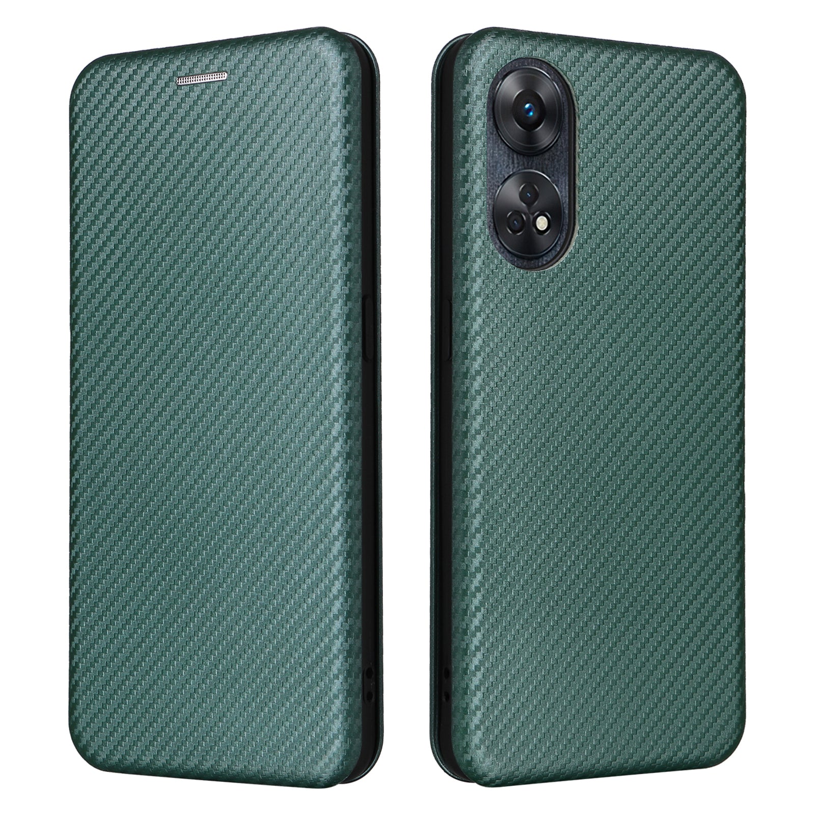 For Oppo Reno8 T 4G Shockproof Phone Case Card Holder Carbon Fiber Texture Leather Cover Stand