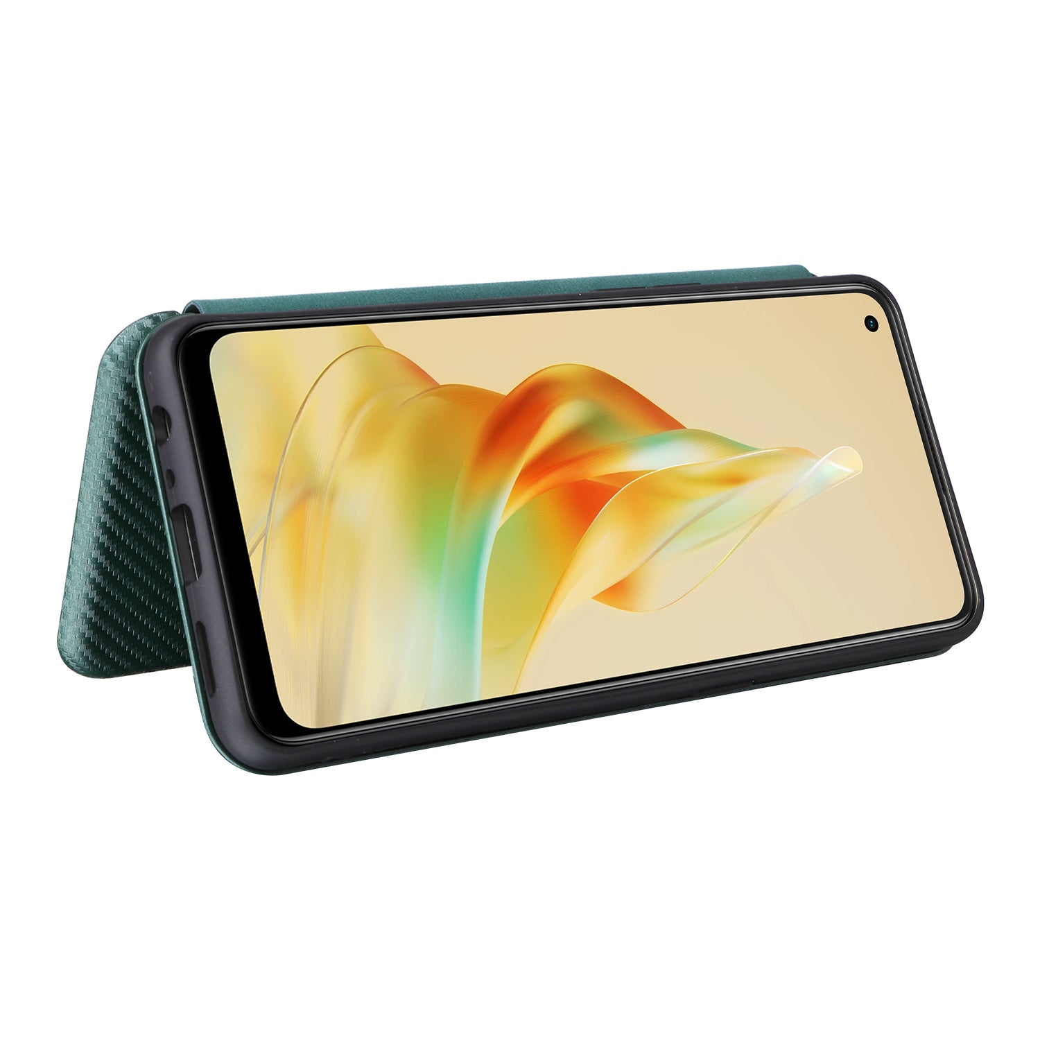 For Oppo Reno8 T 4G Shockproof Phone Case Card Holder Carbon Fiber Texture Leather Cover Stand