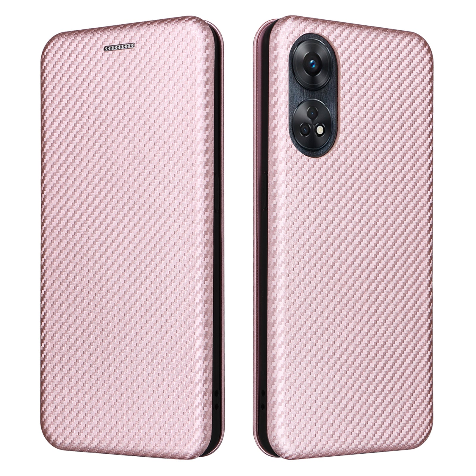 For Oppo Reno8 T 4G Shockproof Phone Case Card Holder Carbon Fiber Texture Leather Cover Stand