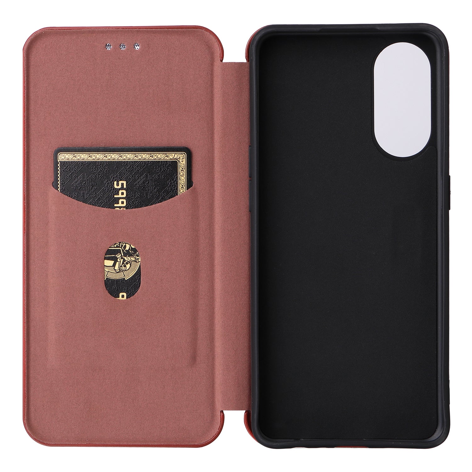 For Oppo Reno8 T 4G Shockproof Phone Case Card Holder Carbon Fiber Texture Leather Cover Stand