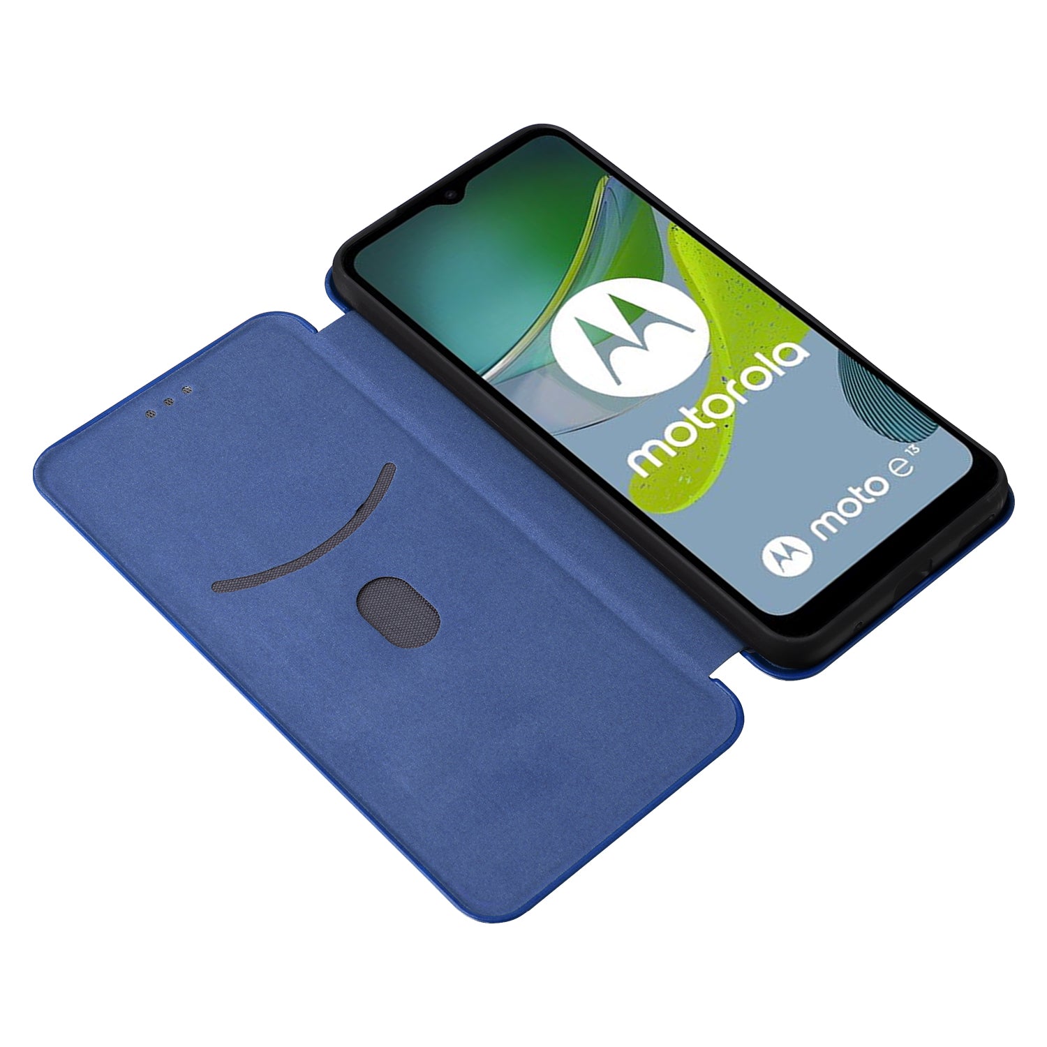 For Motorola Moto E13 4G Phone Case with Card Holder Carbon Fiber Texture Leather Protective Cover Stand