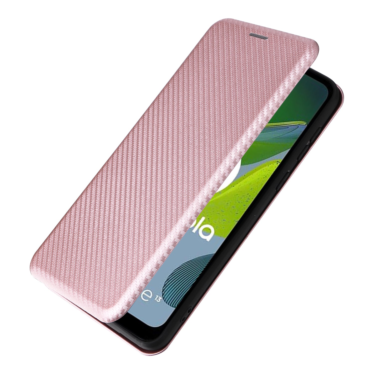 For Motorola Moto E13 4G Phone Case with Card Holder Carbon Fiber Texture Leather Protective Cover Stand