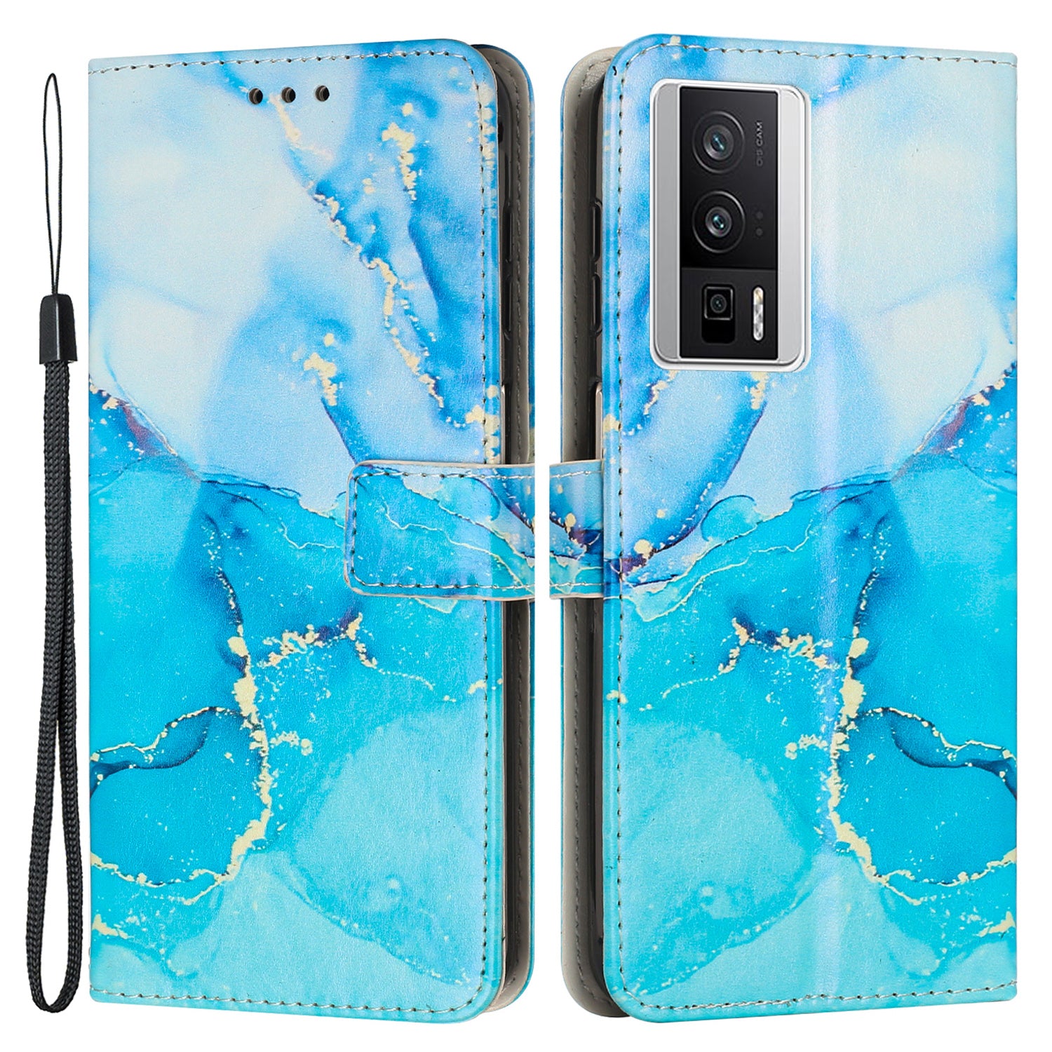 For Xiaomi Poco F5 Pro 5G Redmi K60 Pro 5G K60 5G Wallet Phone Case Marble Pattern Stand Leather Phone Cover with Strap