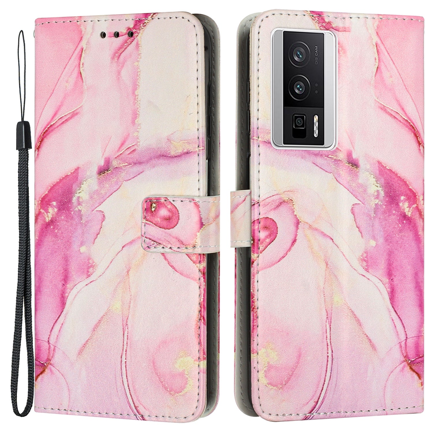For Xiaomi Poco F5 Pro 5G Redmi K60 Pro 5G K60 5G Wallet Phone Case Marble Pattern Stand Leather Phone Cover with Strap