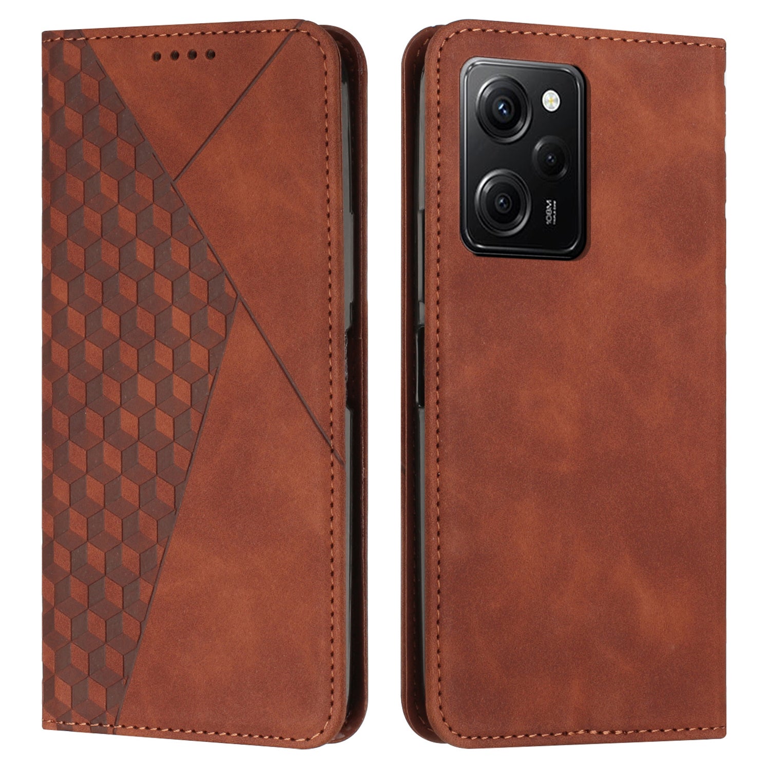 For Xiaomi Redmi Note 12 Pro Speed 5G Poco X5 Pro 5G Cell Phone Case Stand Wallet Imprinted Rhombus Pattern Leather Cover