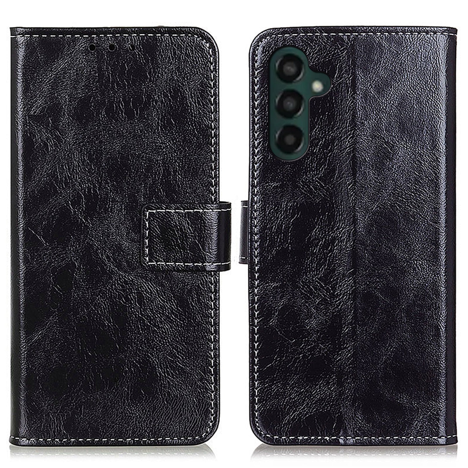 Retro Leather Phone Cover For Samsung Galaxy A24 4G Crazy Horse Texture Drop-proof Phone Case Stand Wallet