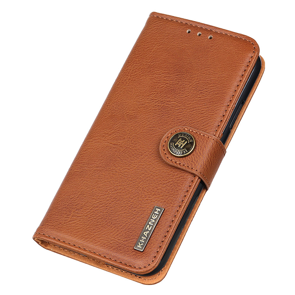 KHAZNEH For Motorola Moto G73 5G Leather Phone Case Cowhide Texture Protective Cell Phone Cover Wallet Stand