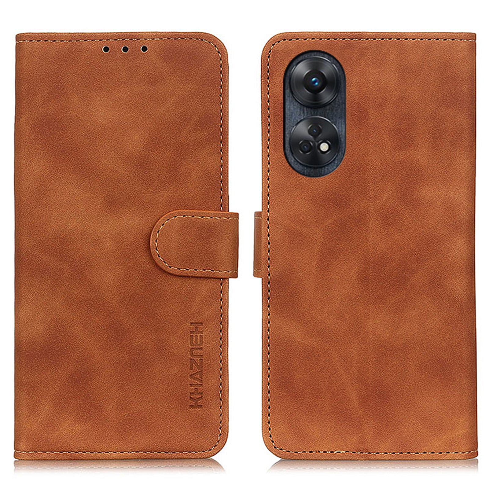 KHAZNEH For Oppo Reno8 T 4G Retro Texture Phone Case PU Leather Stand Wallet Phone Cover