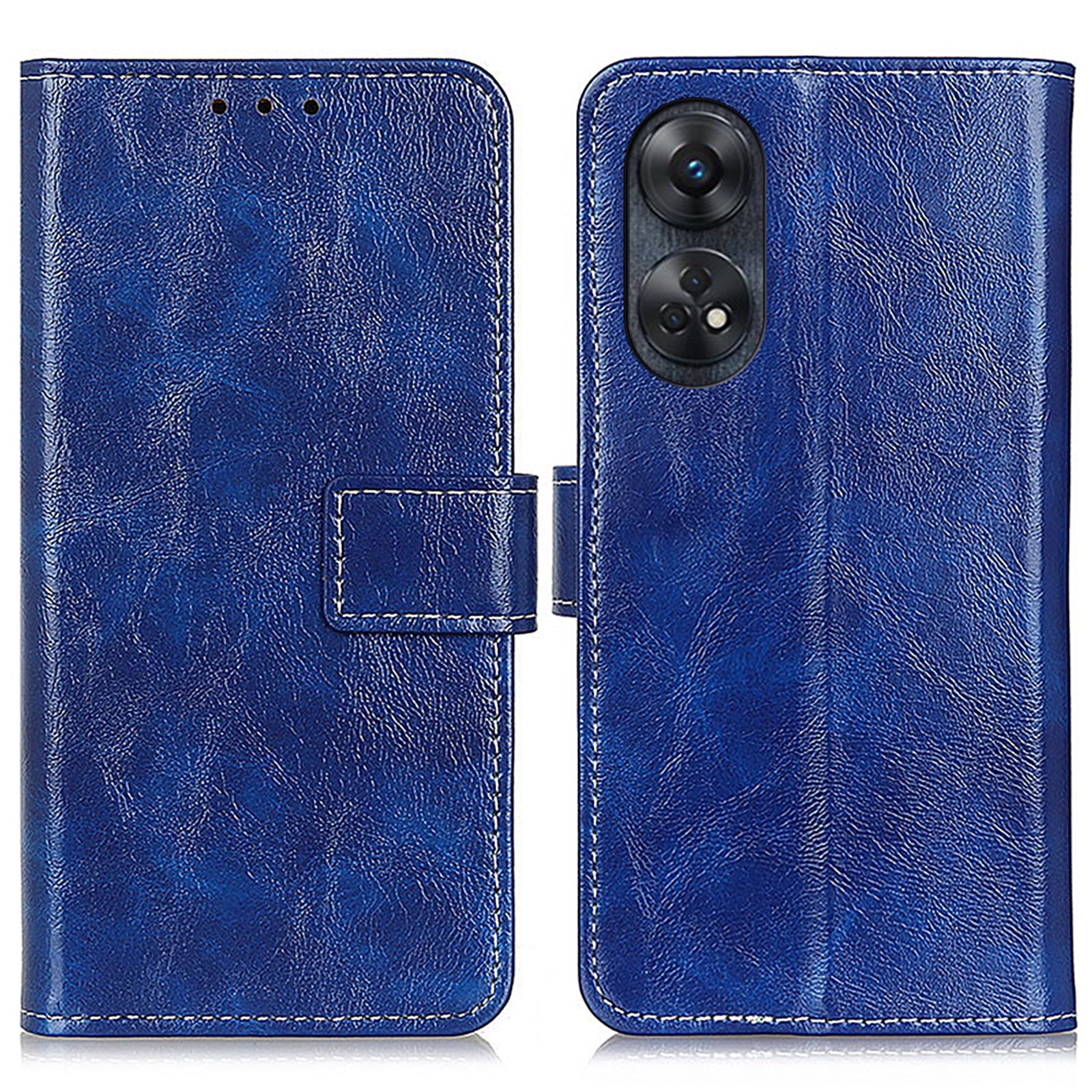 For Oppo Reno8 T 4G PU Leather Phone Cover Stand Retro Crazy Horse Texture Cell Phone Wallet Case