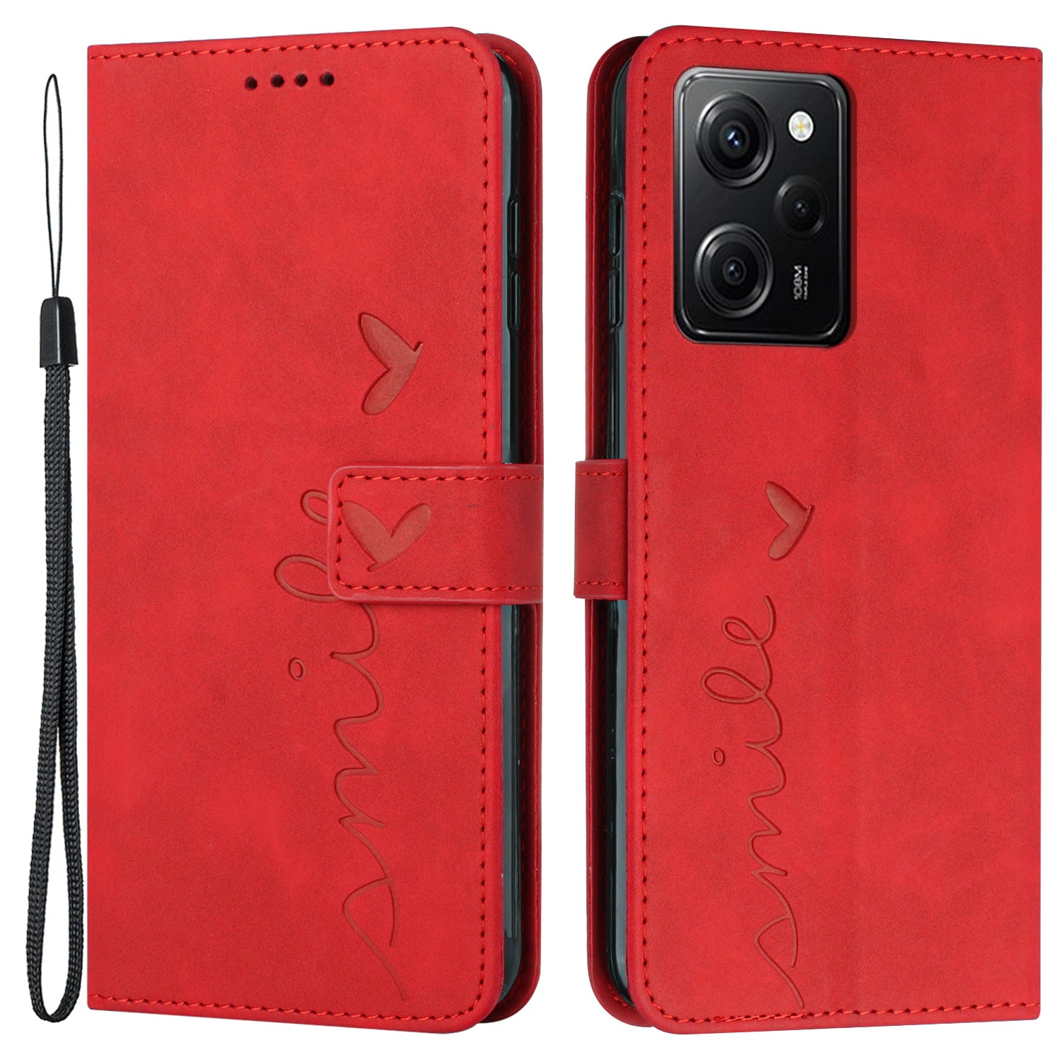 For Xiaomi Redmi Note 12 Pro Speed 5G Poco X5 Pro 5G Phone Leather Case Heart Shape Stand Wallet Phone Cover with Strap
