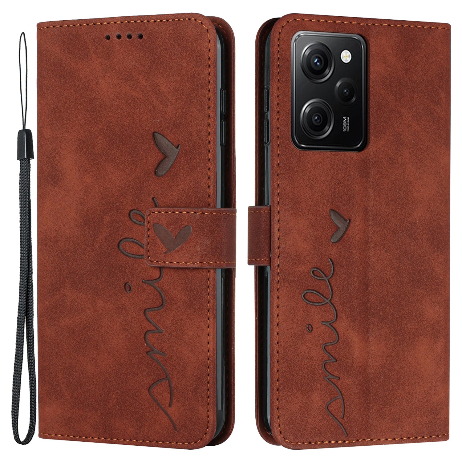 For Xiaomi Redmi Note 12 Pro Speed 5G Poco X5 Pro 5G Phone Leather Case Heart Shape Stand Wallet Phone Cover with Strap
