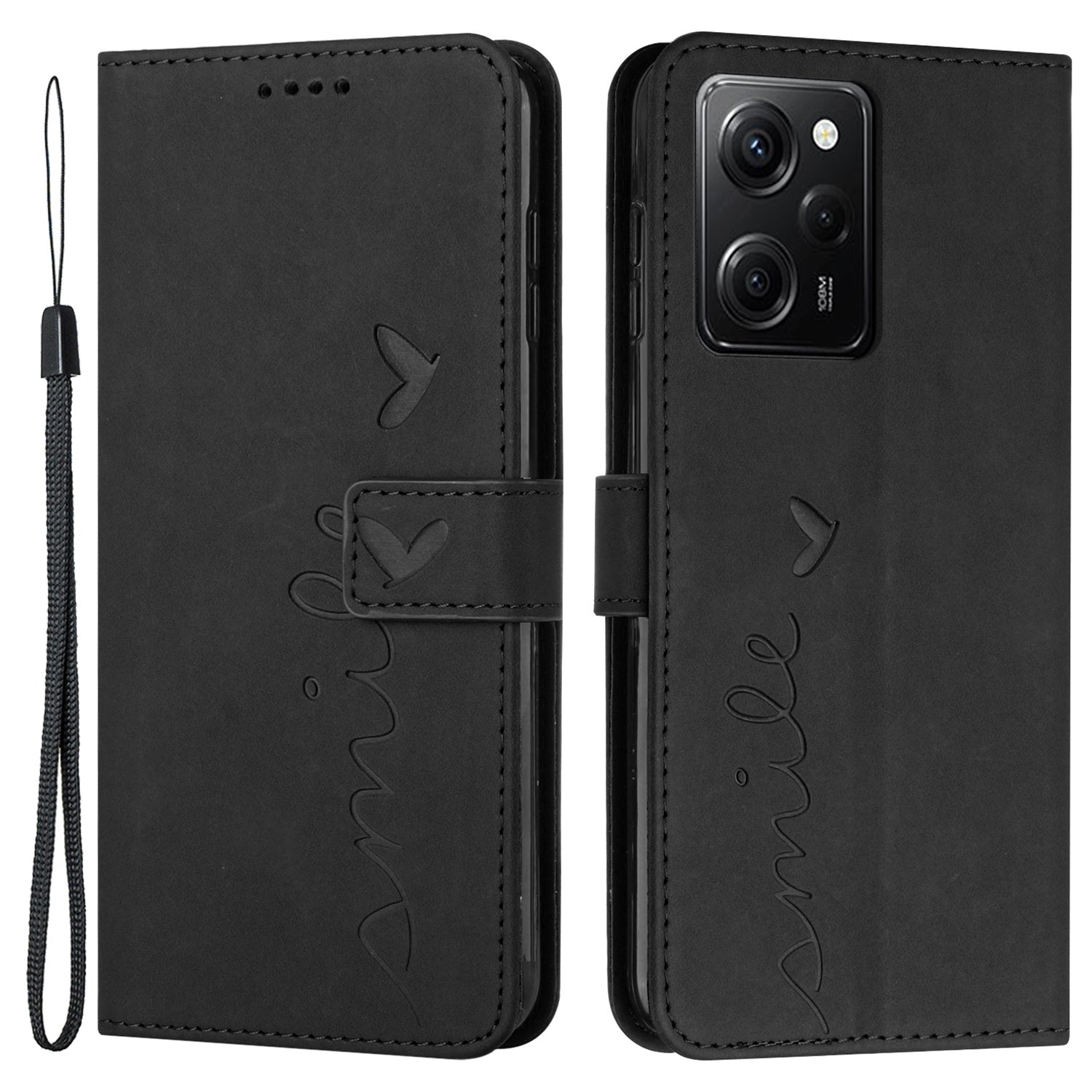 For Xiaomi Redmi Note 12 Pro Speed 5G Poco X5 Pro 5G Phone Leather Case Heart Shape Stand Wallet Phone Cover with Strap