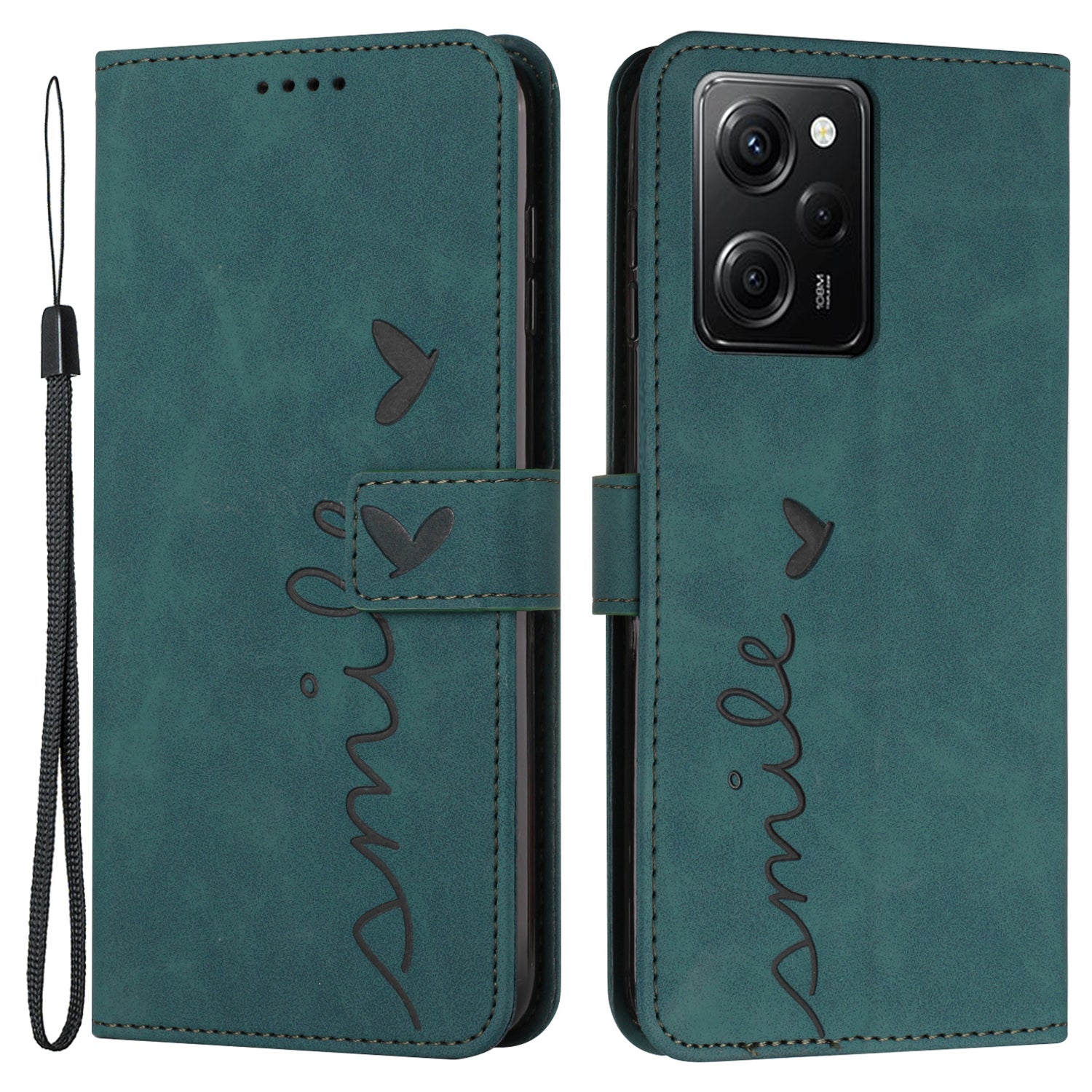 For Xiaomi Redmi Note 12 Pro Speed 5G Poco X5 Pro 5G Phone Leather Case Heart Shape Stand Wallet Phone Cover with Strap
