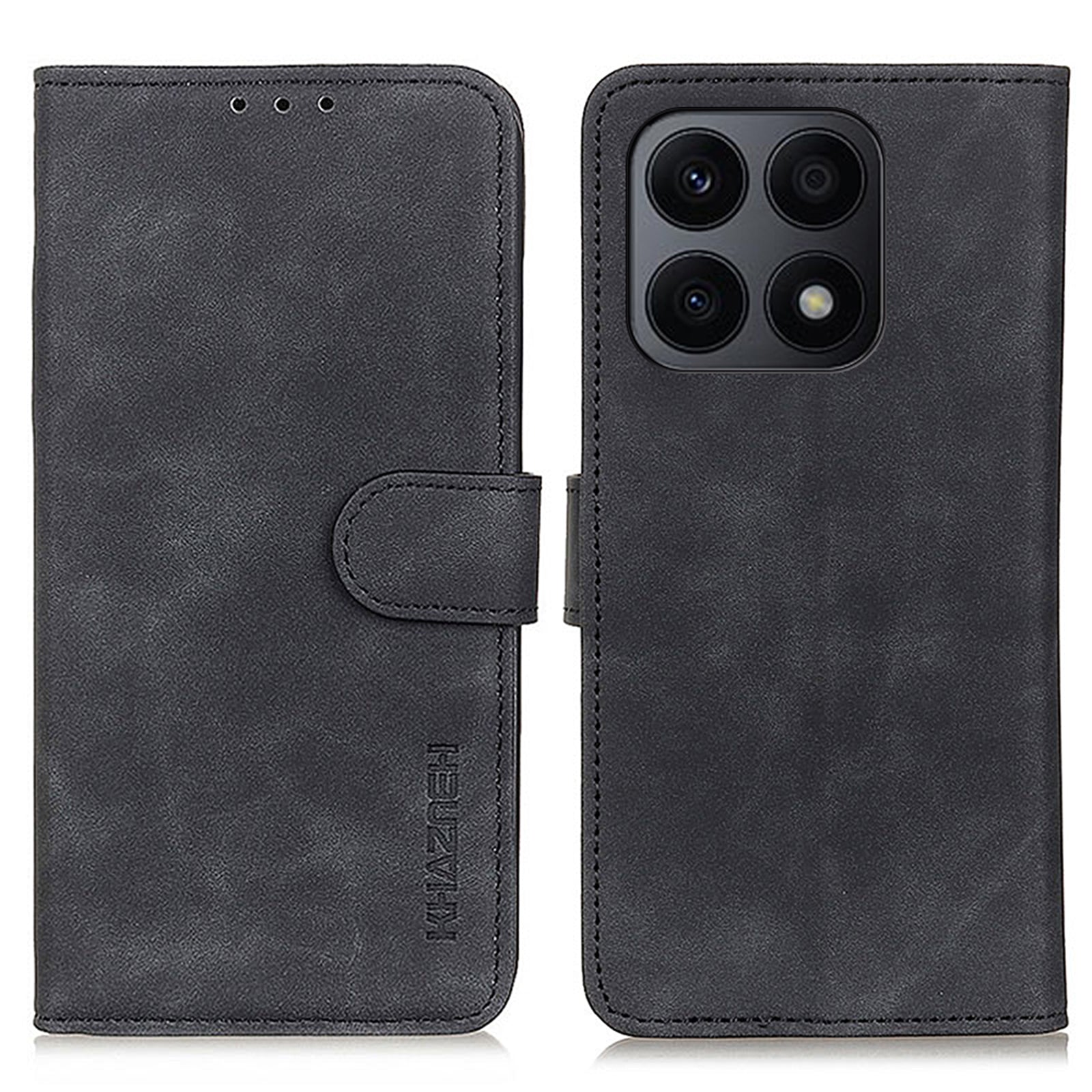 KHAZNEH For Honor X8a 4G Leather Phone Case Retro Texture Wallet Stand Protective Phone Cover