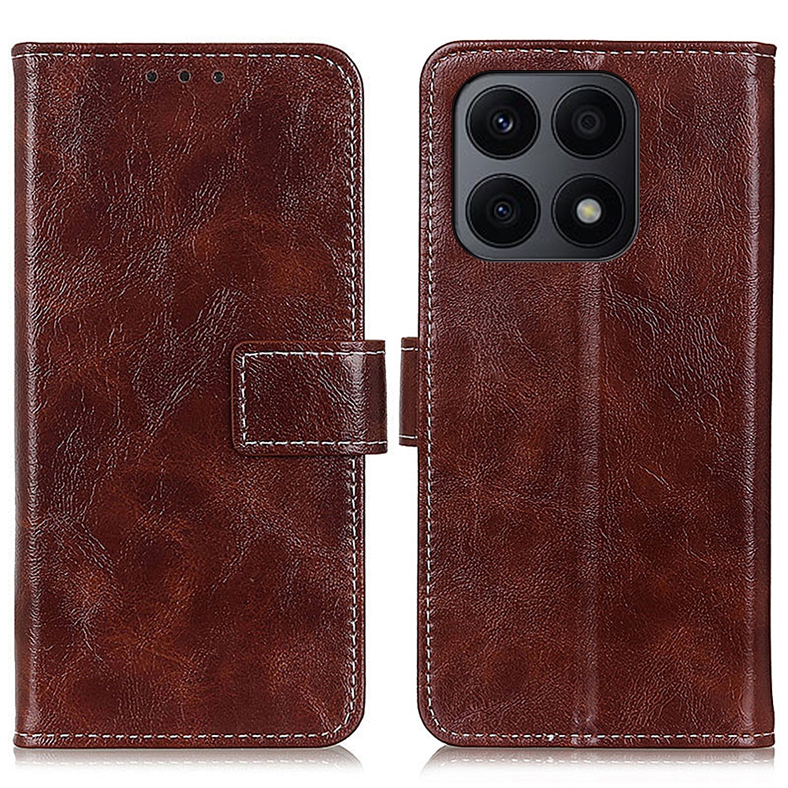 For Honor X8a 4G PU Leather Phone Cover Retro Crazy Horse Texture Stand Wallet Phone Case