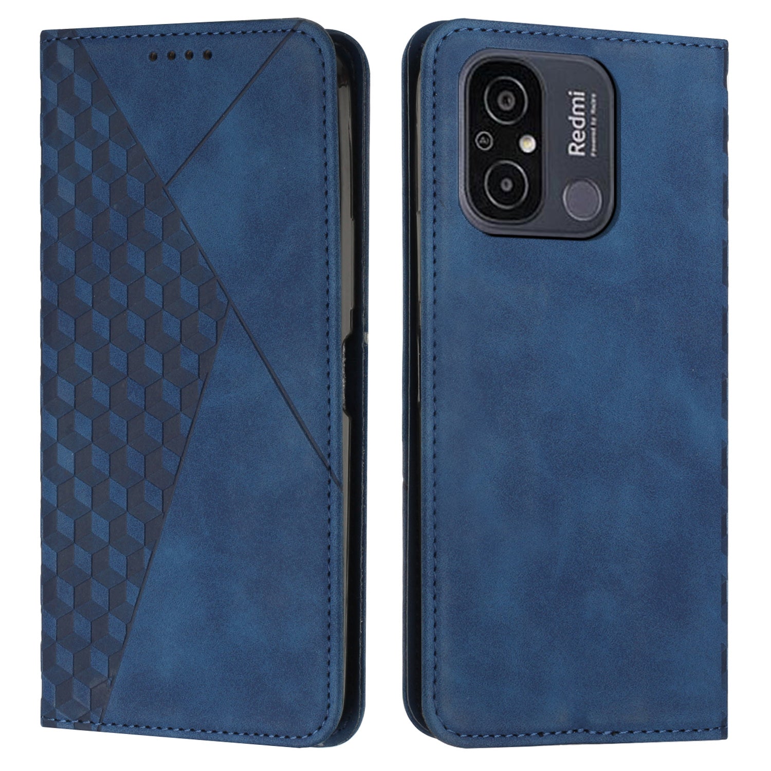 For Xiaomi Redmi 12C 4G Redmi 11A 4G Wallet Phone Cover Imprinted Rhombus Pattern Phone Stand Case