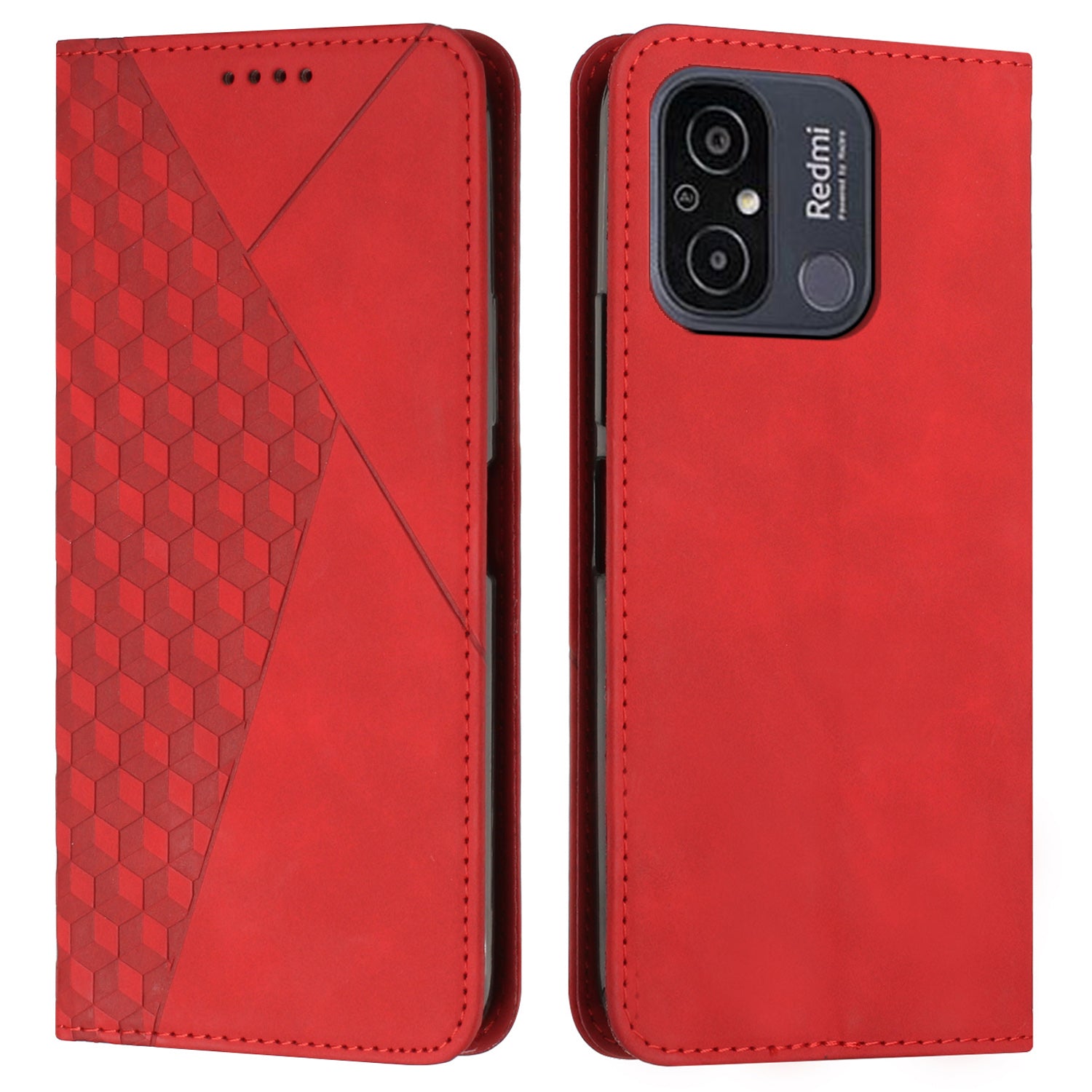 For Xiaomi Redmi 12C 4G Redmi 11A 4G Wallet Phone Cover Imprinted Rhombus Pattern Phone Stand Case