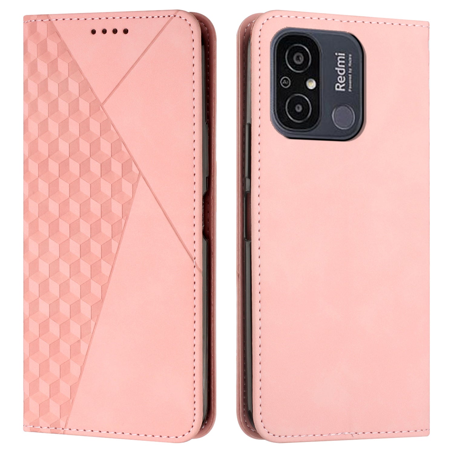 For Xiaomi Redmi 12C 4G Redmi 11A 4G Wallet Phone Cover Imprinted Rhombus Pattern Phone Stand Case