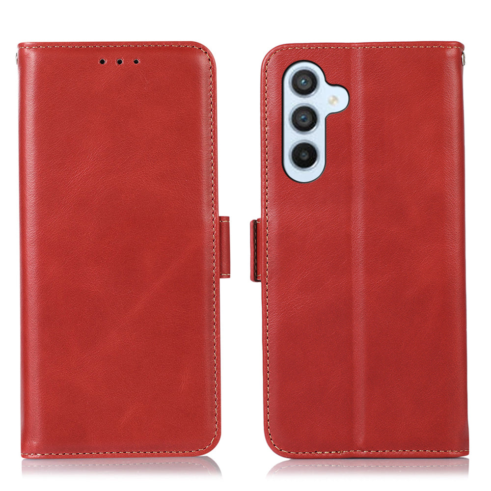 Anti-drop Phone Cover For Samsung Galaxy A24 4G RFID Blocking Genuine Cowhide Leather Case Wallet Stand