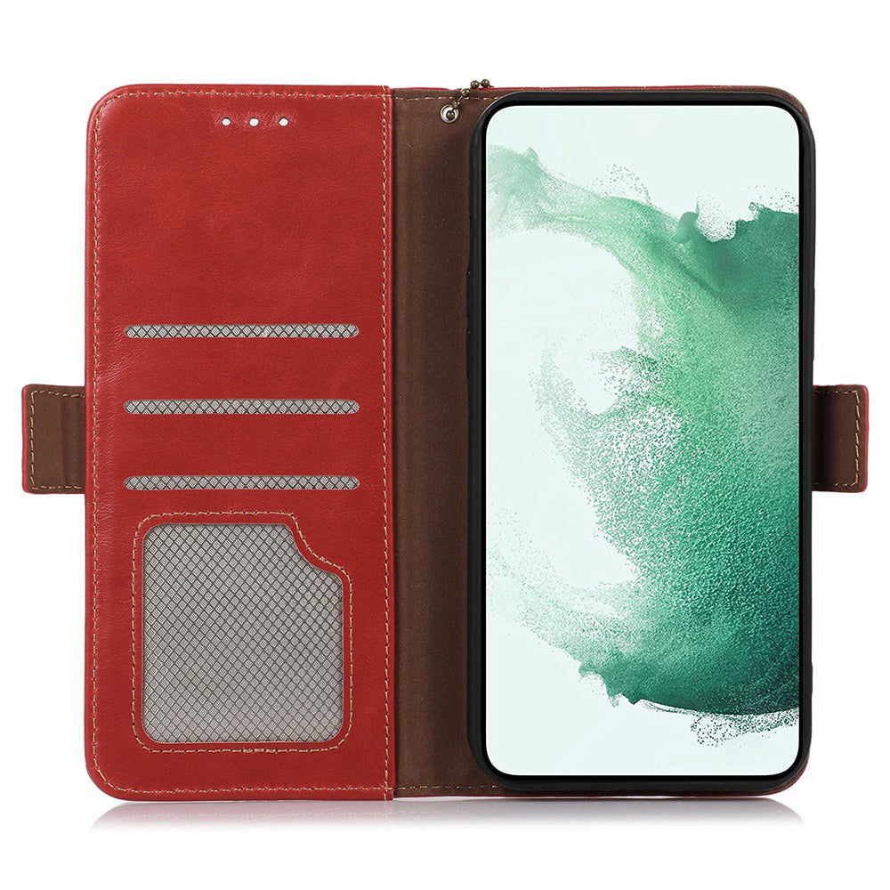 Anti-drop Phone Cover For Samsung Galaxy A24 4G RFID Blocking Genuine Cowhide Leather Case Wallet Stand
