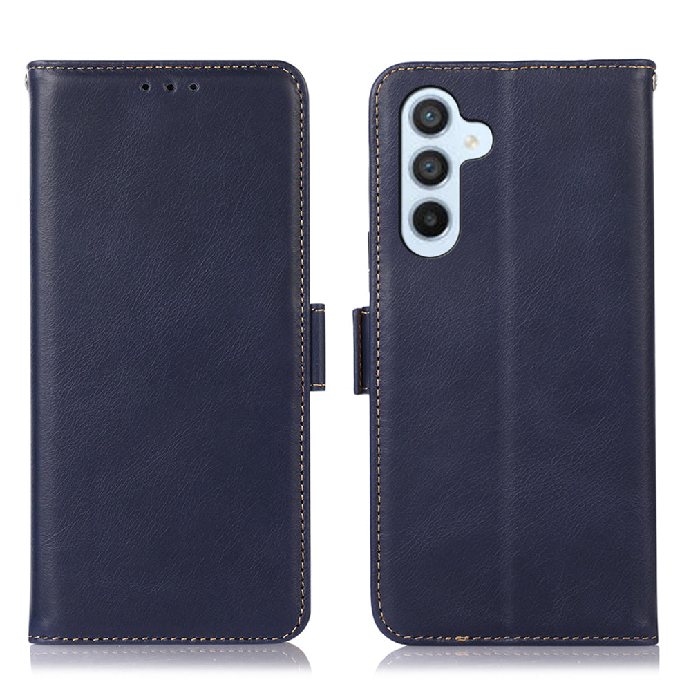 Anti-drop Phone Cover For Samsung Galaxy A24 4G RFID Blocking Genuine Cowhide Leather Case Wallet Stand