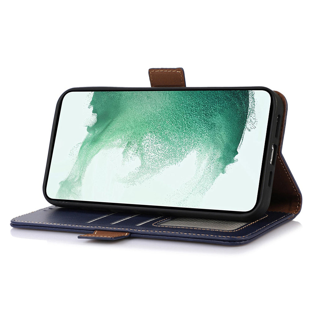 Anti-drop Phone Cover For Samsung Galaxy A24 4G RFID Blocking Genuine Cowhide Leather Case Wallet Stand