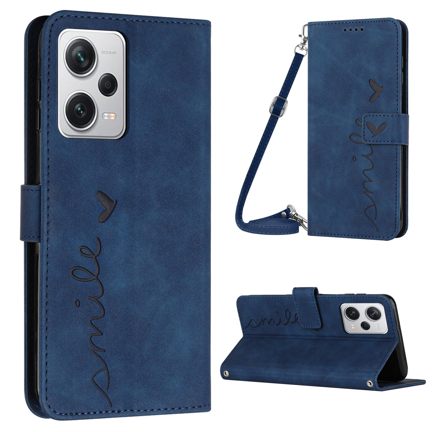 For Xiaomi Redmi Note 12 Pro 5G Note 12 Explorer 5G Cell Phone Case Stand Wallet Heart Shape Phone Leather Cover with Shoulder Strap