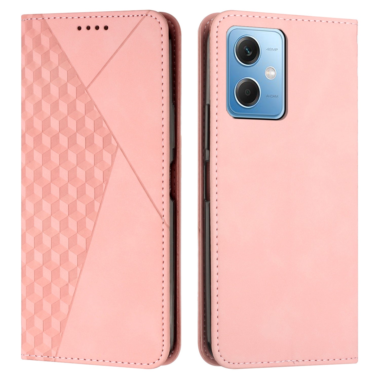 For Xiaomi Redmi Note 12 5G (Global) (India) (China) Poco X5 5G Phone Stand Case Imprinted Rhombus Pattern Leather Wallet Phone Cover