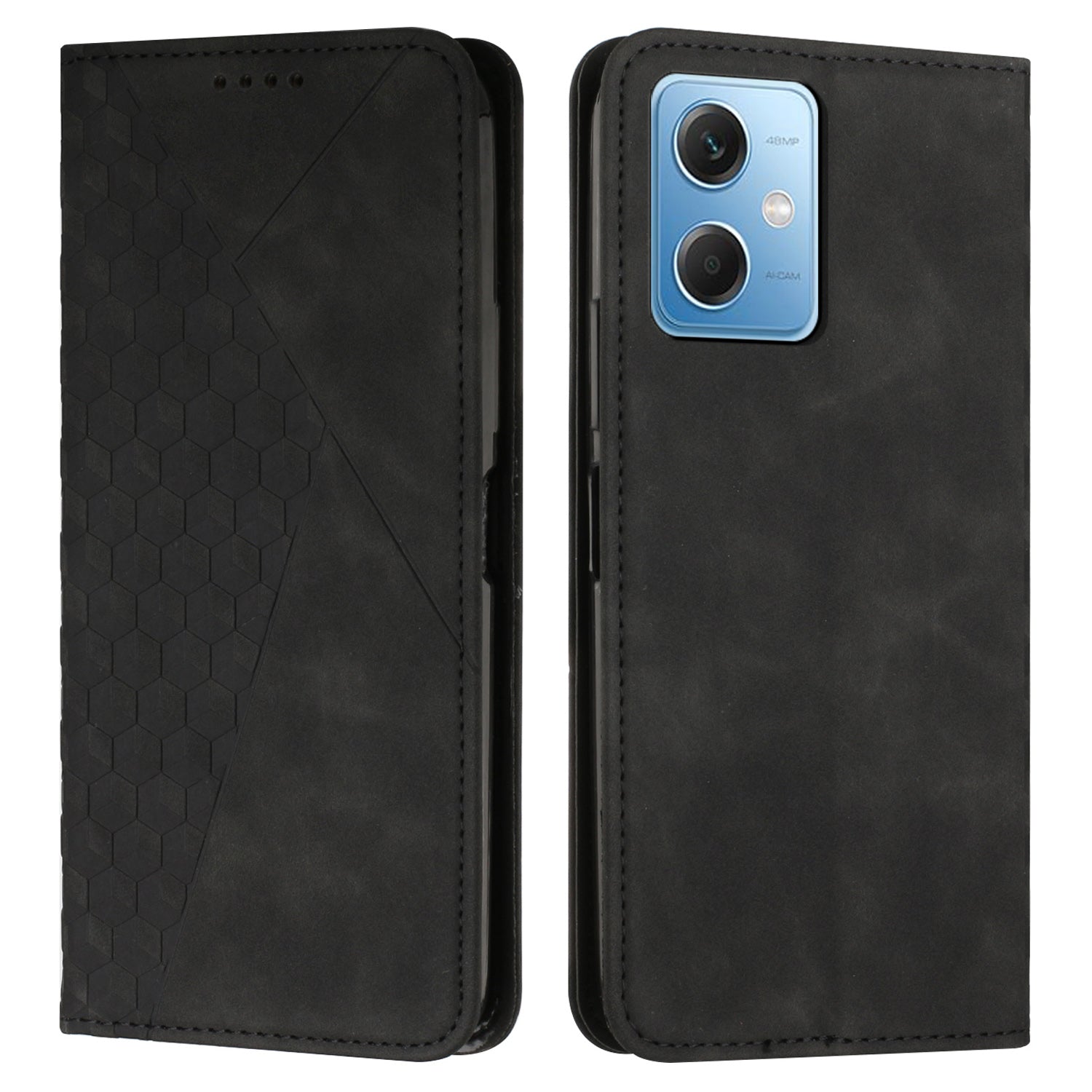 For Xiaomi Redmi Note 12 5G (Global) (India) (China) Poco X5 5G Phone Stand Case Imprinted Rhombus Pattern Leather Wallet Phone Cover