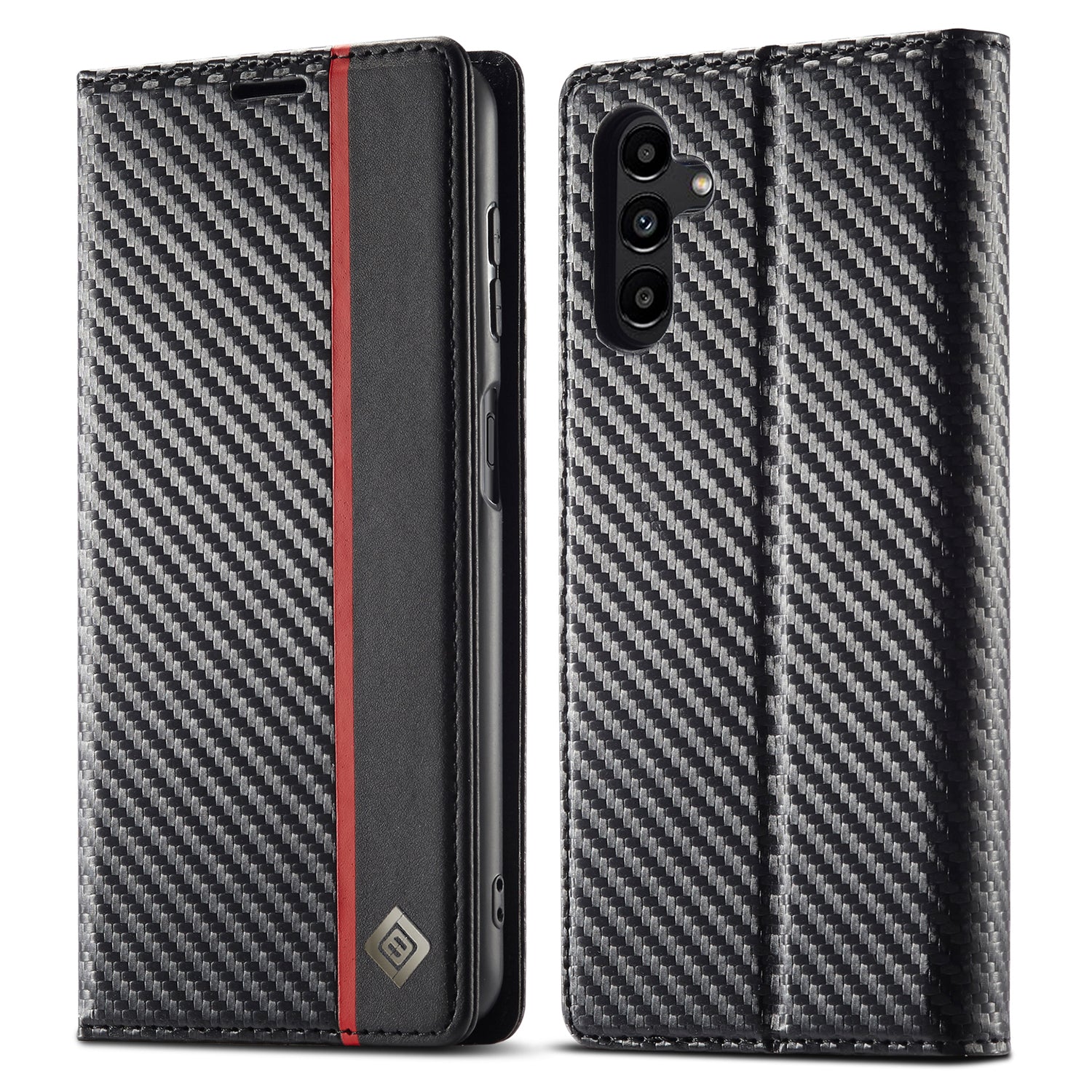 LC.IMEEKE for Samsung Galaxy A14 4G 5G Carbon Fiber Texture Anti-drop Phone Case Leather Wallet Stand Phone Cover
