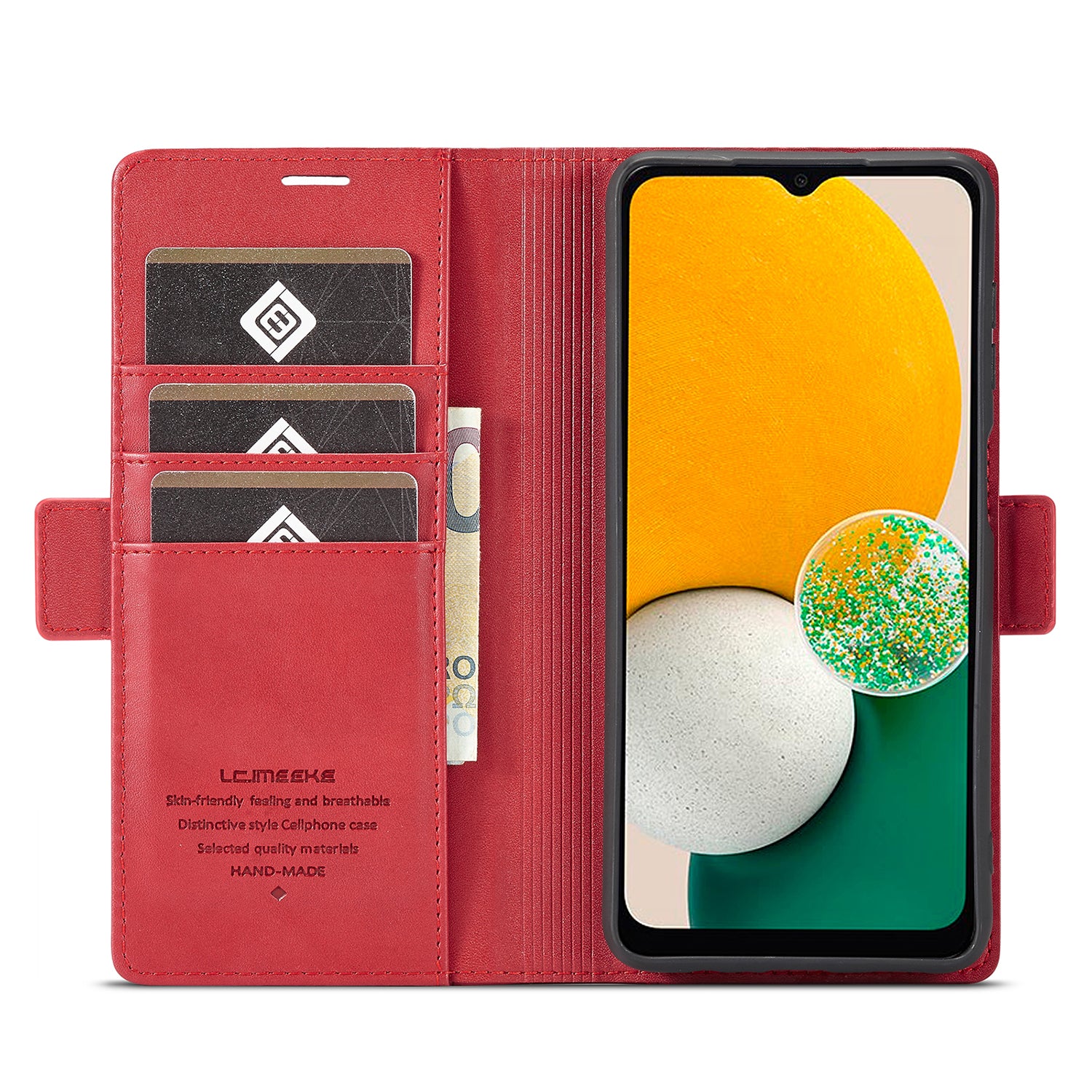 LC.IMEEKE Phone Case For Samsung Galaxy A14 4G 5G Full Protection Flip Leather Phone Cover Stand Wallet