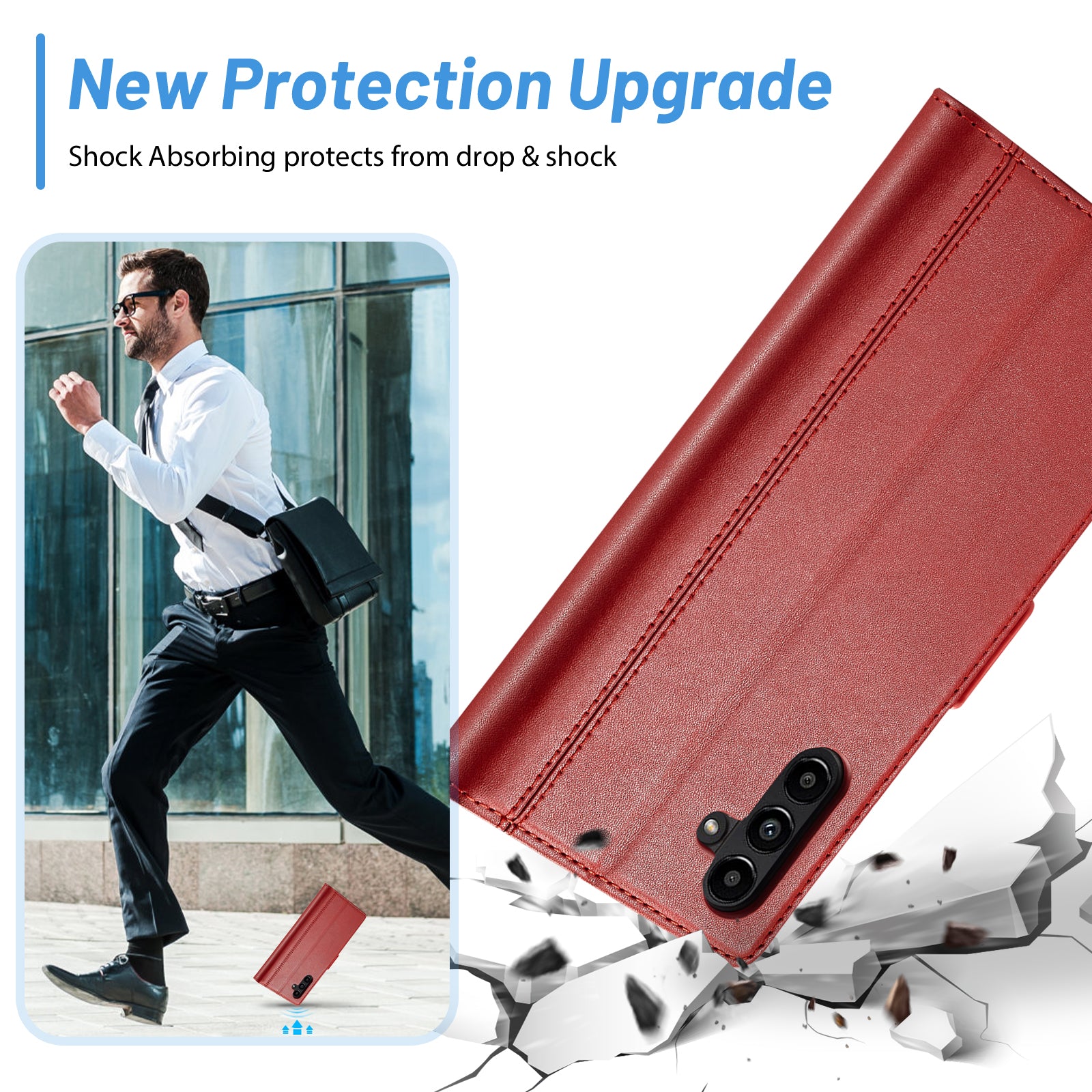 LC.IMEEKE Phone Case For Samsung Galaxy A14 4G / 5G Full Protection Flip Leather Phone Cover Stand Wallet